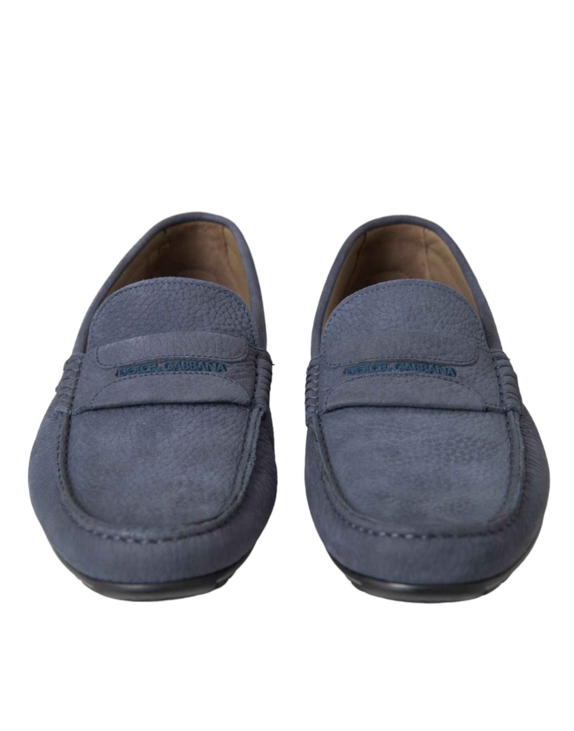 Dolce & Gabbana Blue Calf Leather Slip On Moccasin