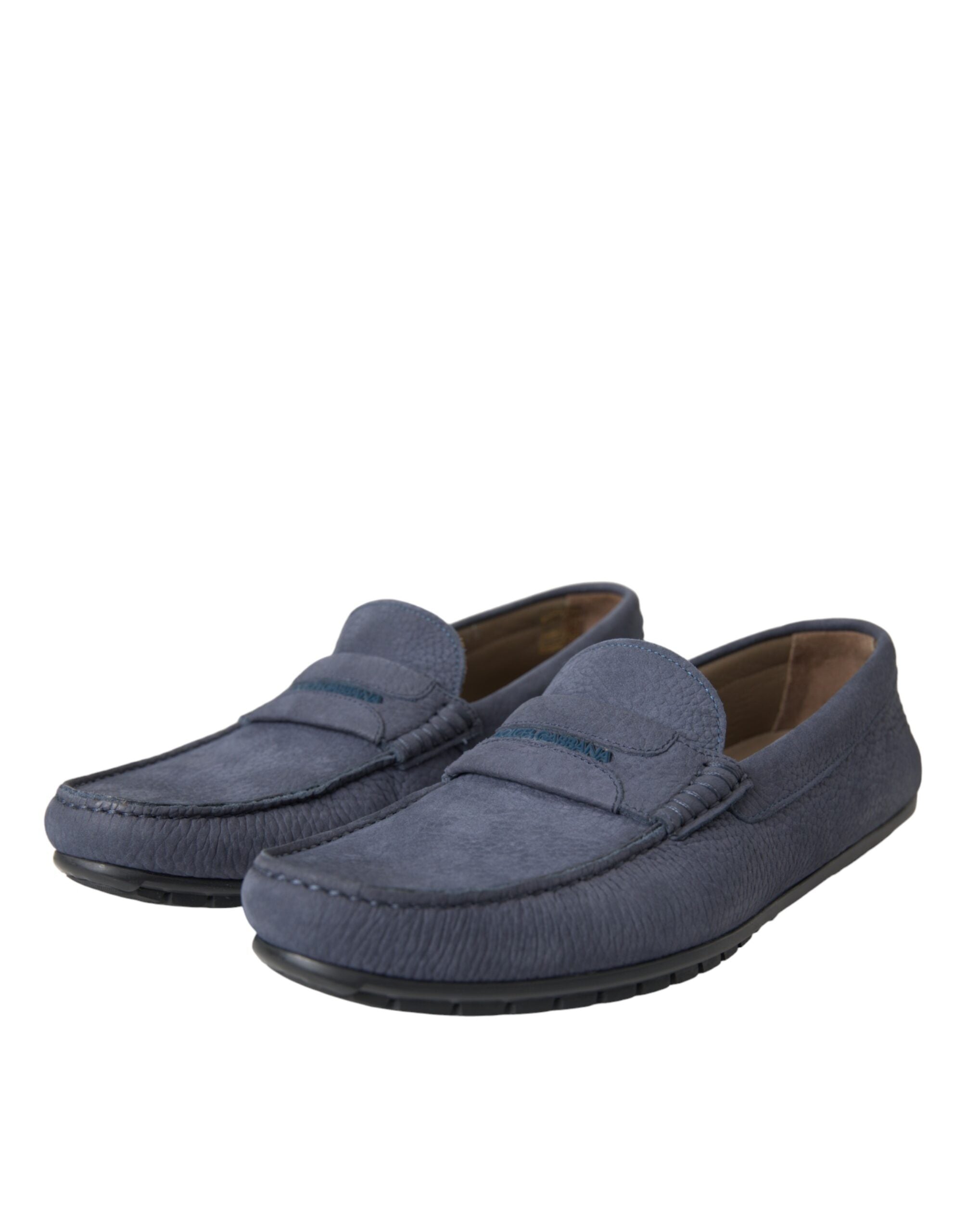 Dolce & Gabbana Blue Calf Leather Slip On Moccasin