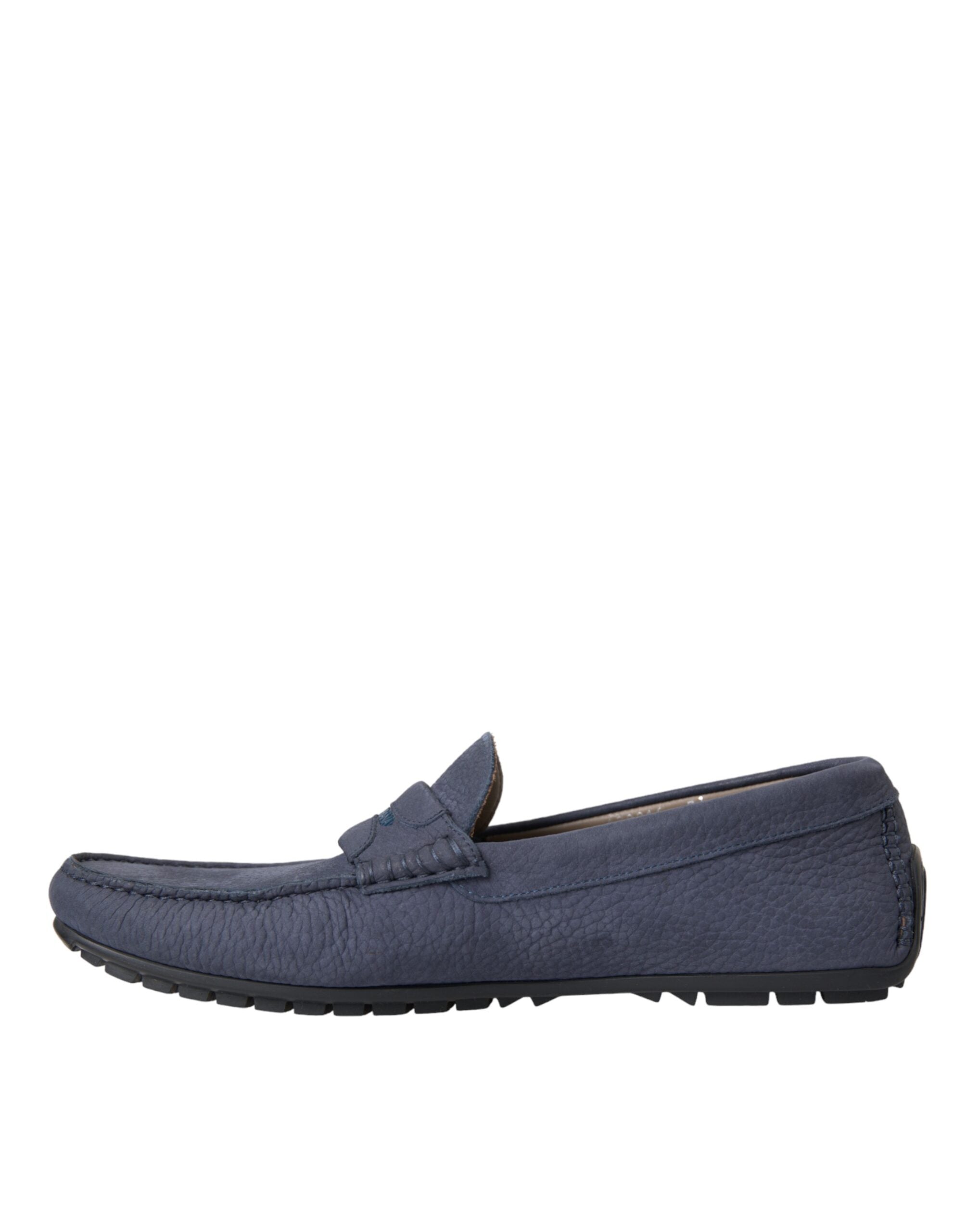 Dolce & Gabbana Blue Calf Leather Slip On Moccasin