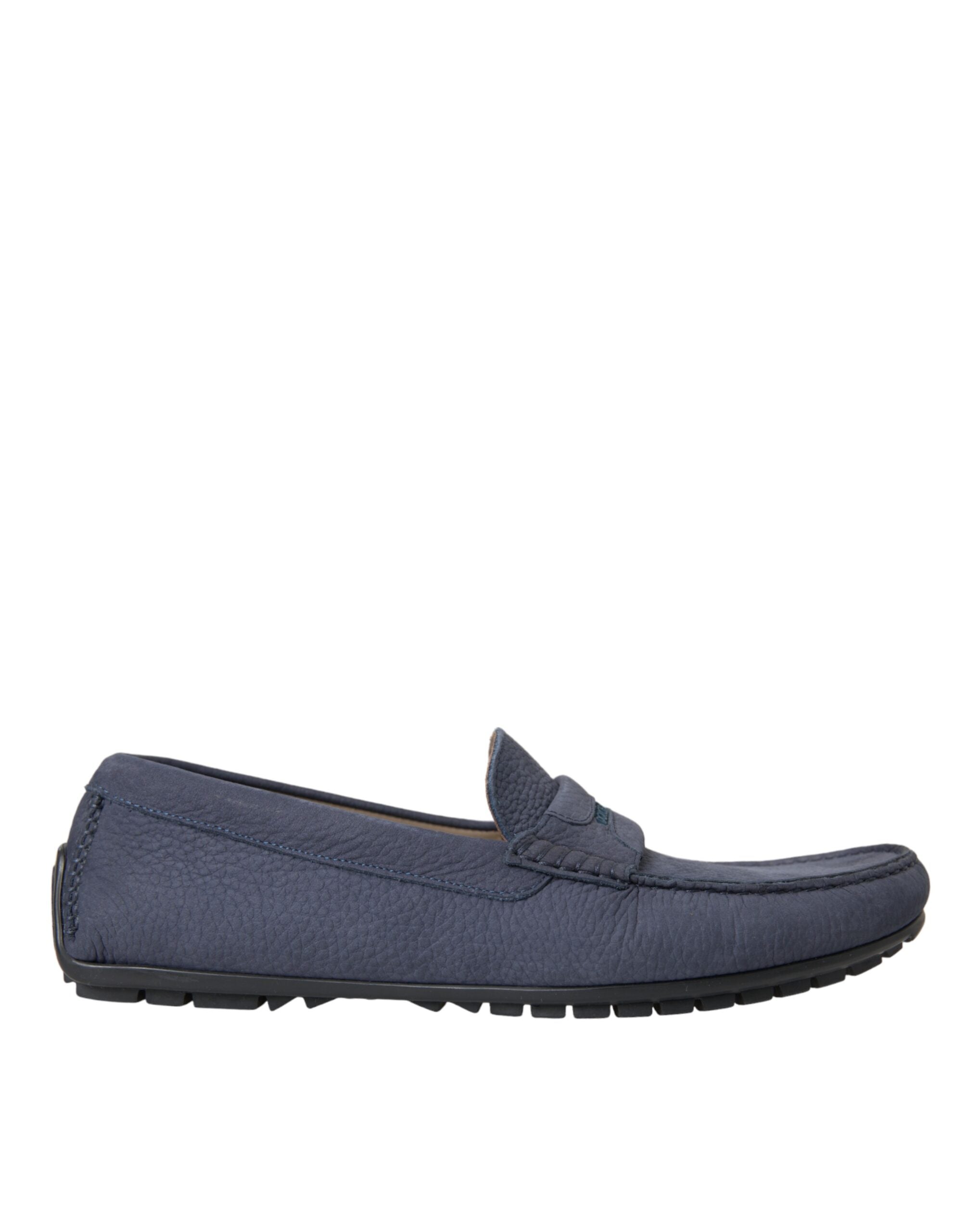 Dolce & Gabbana Blue Calf Leather Slip On Moccasin