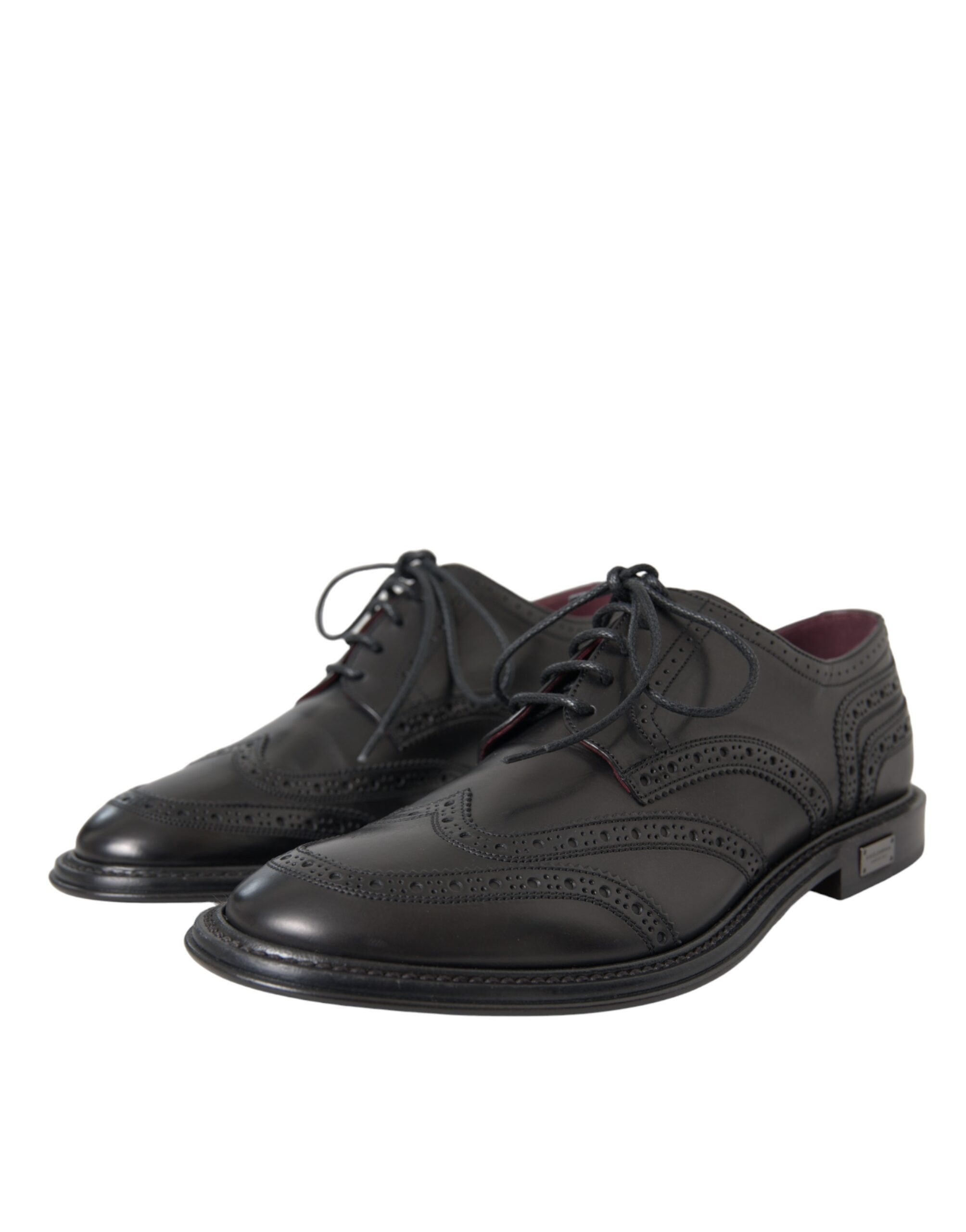 Dolce & Gabbana Black Leather Oxford Wingtip Formal Men Shoes LUNESCAPE