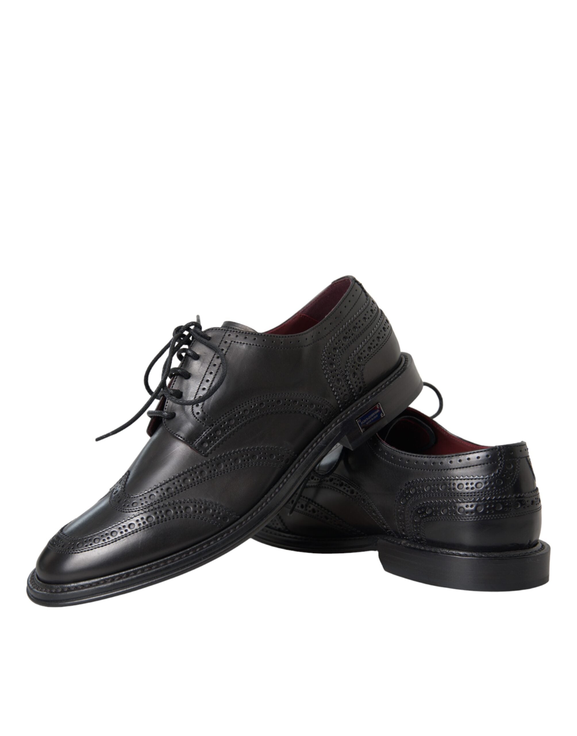 Dolce & Gabbana Black Leather Oxford Wingtip Formal Men Shoes LUNESCAPE