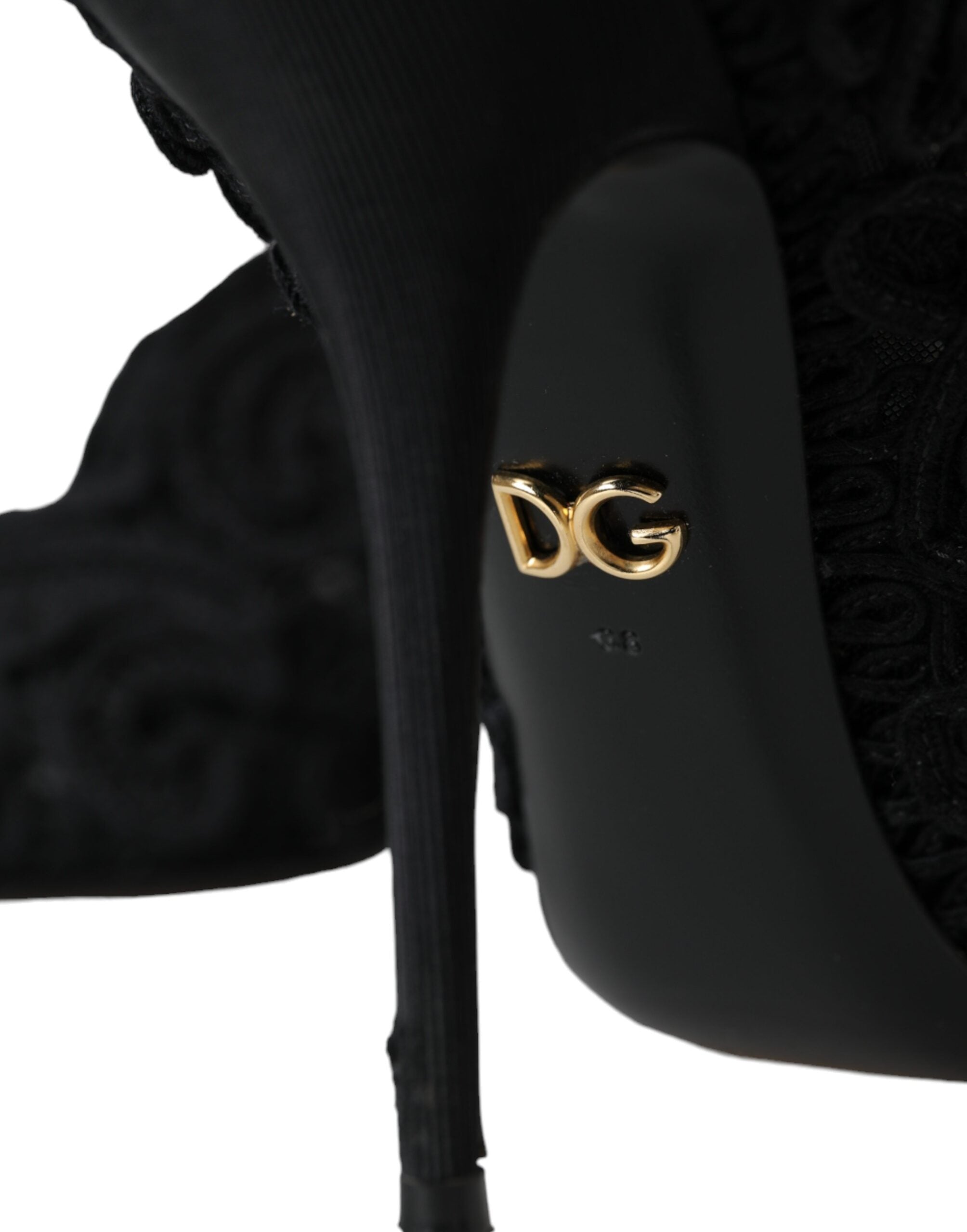 Dolce & Gabbana Black Cordonetto Ricamo Pump Open Toe Shoes LUNESCAPE