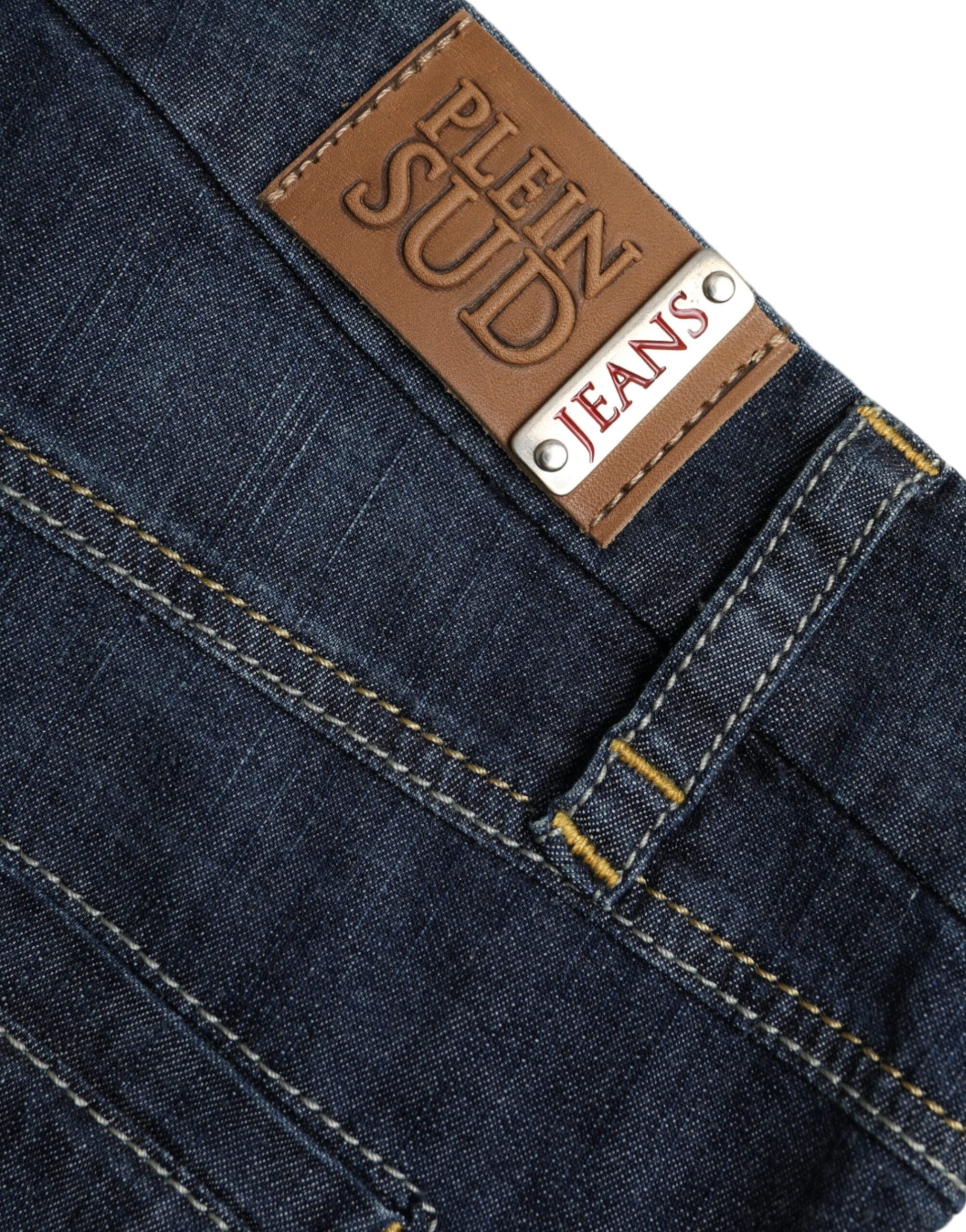 PLEIN SUD Dark Blue Cotton Bootcut Denim Jeans LUNESCAPE