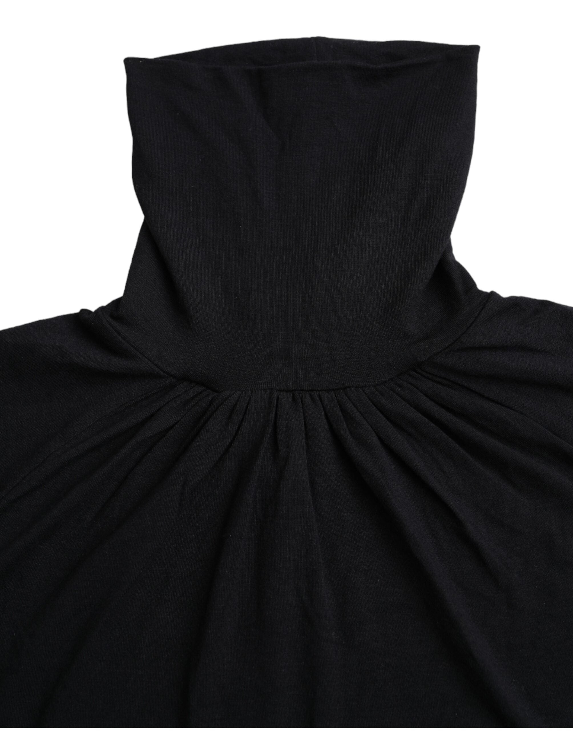 Costume National Black Turtleneck Short Sleeve Top LUNESCAPE