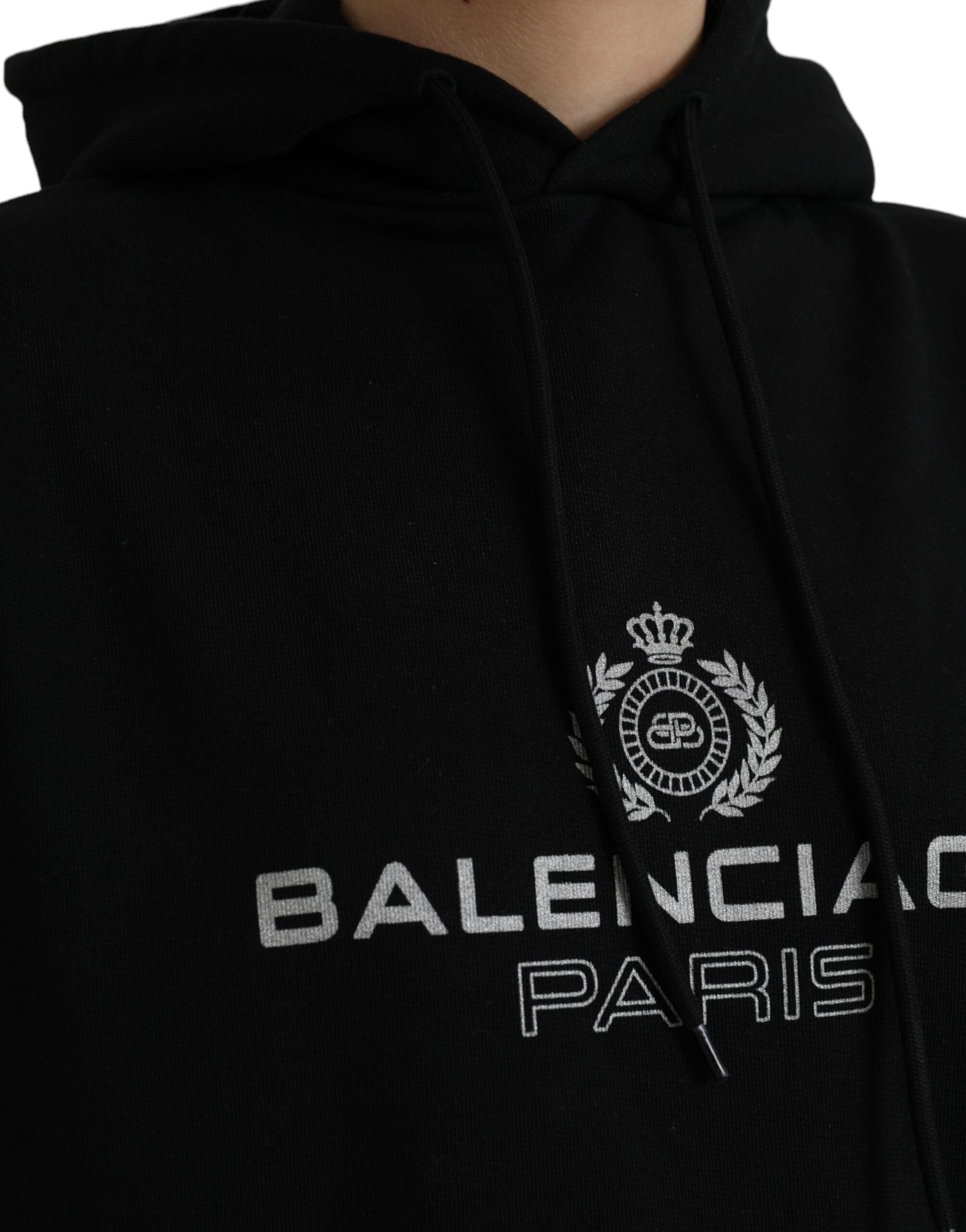 Balenciaga Black Cotton Logo Hooded Pullover Sweatshirt Sweater LUNESCAPE