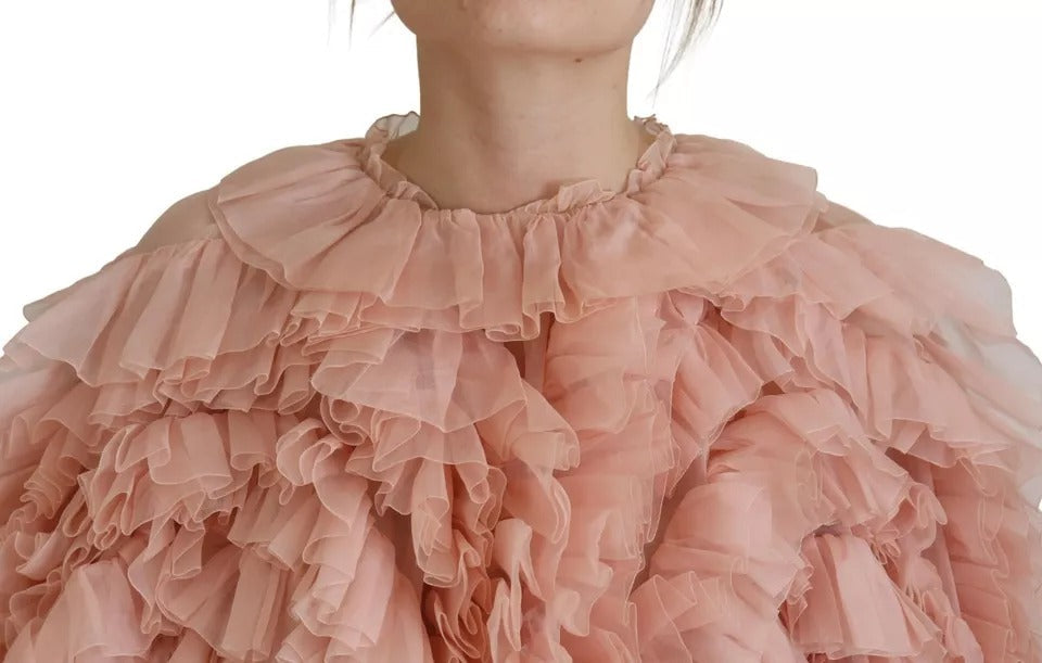 Dolce & Gabbana Pink Ruffles Long Sleeves Pullover Sweater LUNESCAPE