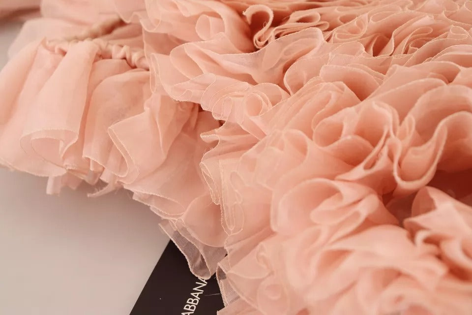Dolce & Gabbana Pink Ruffles Long Sleeves Pullover Sweater LUNESCAPE