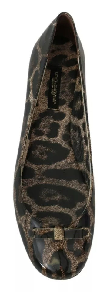 Dolce & Gabbana Brown Leopard Ballerina Flats Leather Shoes LUNESCAPE