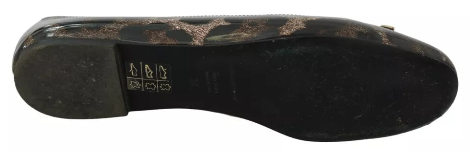 Dolce & Gabbana Brown Leopard Ballerina Flats Leather Shoes LUNESCAPE