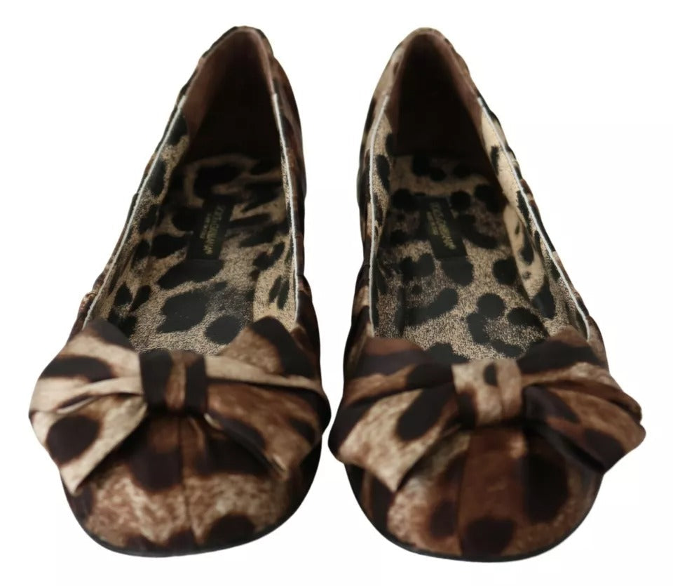 Dolce & Gabbana Brown Leopard Silk Ballerina Flats Shoes LUNESCAPE