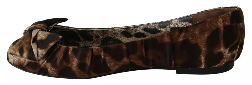Dolce & Gabbana Brown Leopard Silk Ballerina Flats Shoes LUNESCAPE