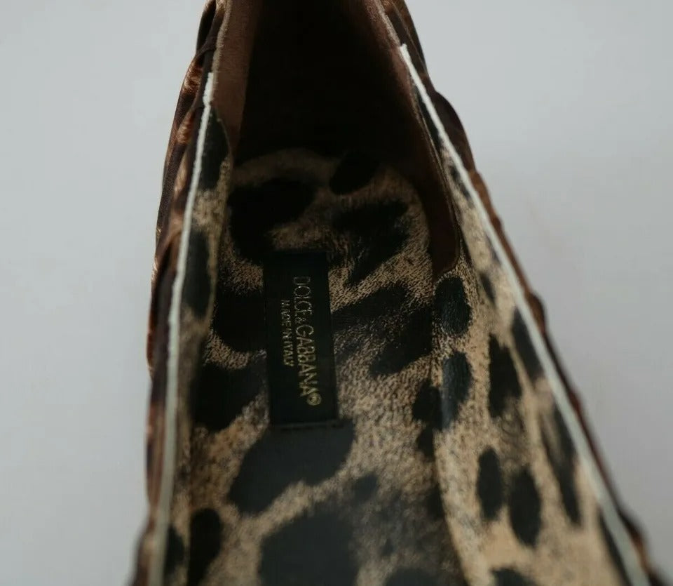 Dolce & Gabbana Brown Leopard Silk Ballerina Flats Shoes LUNESCAPE