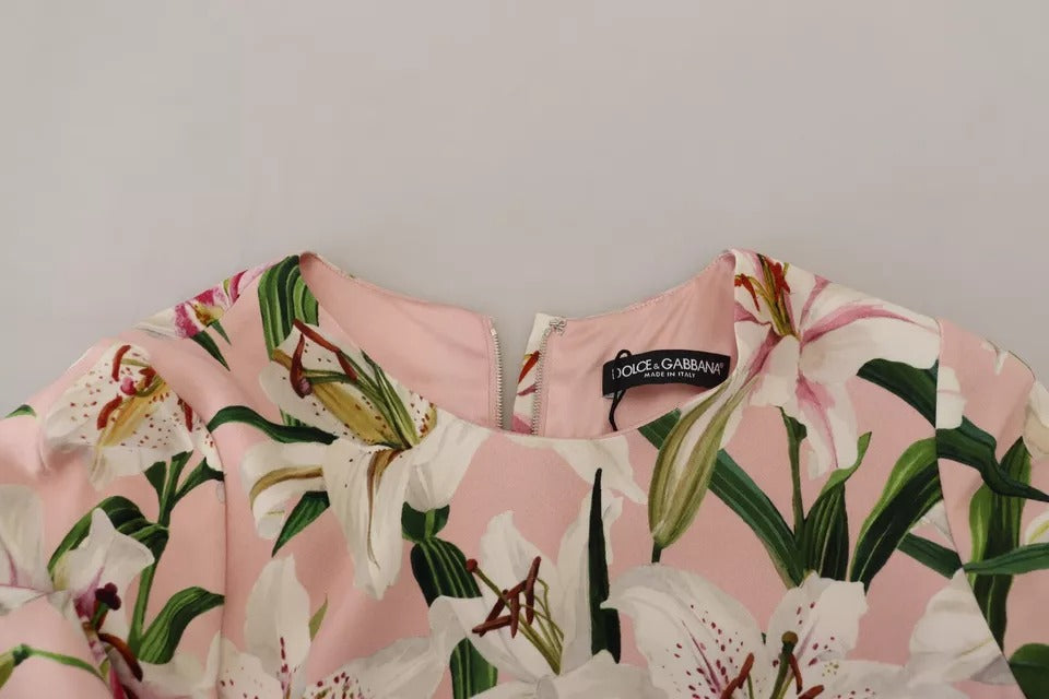 Dolce & Gabbana Pink Lily Sheath Knee Length Dress LUNESCAPE