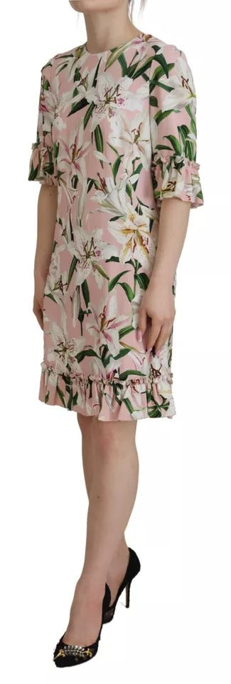 Dolce & Gabbana Pink Lily Sheath Knee Length Dress LUNESCAPE