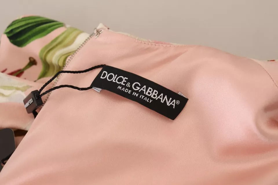 Dolce & Gabbana Pink Lily Sheath Knee Length Dress LUNESCAPE