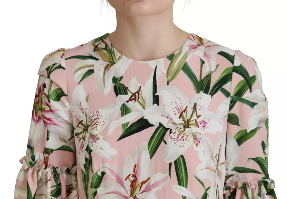 Dolce & Gabbana Pink Lily Sheath Knee Length Dress LUNESCAPE