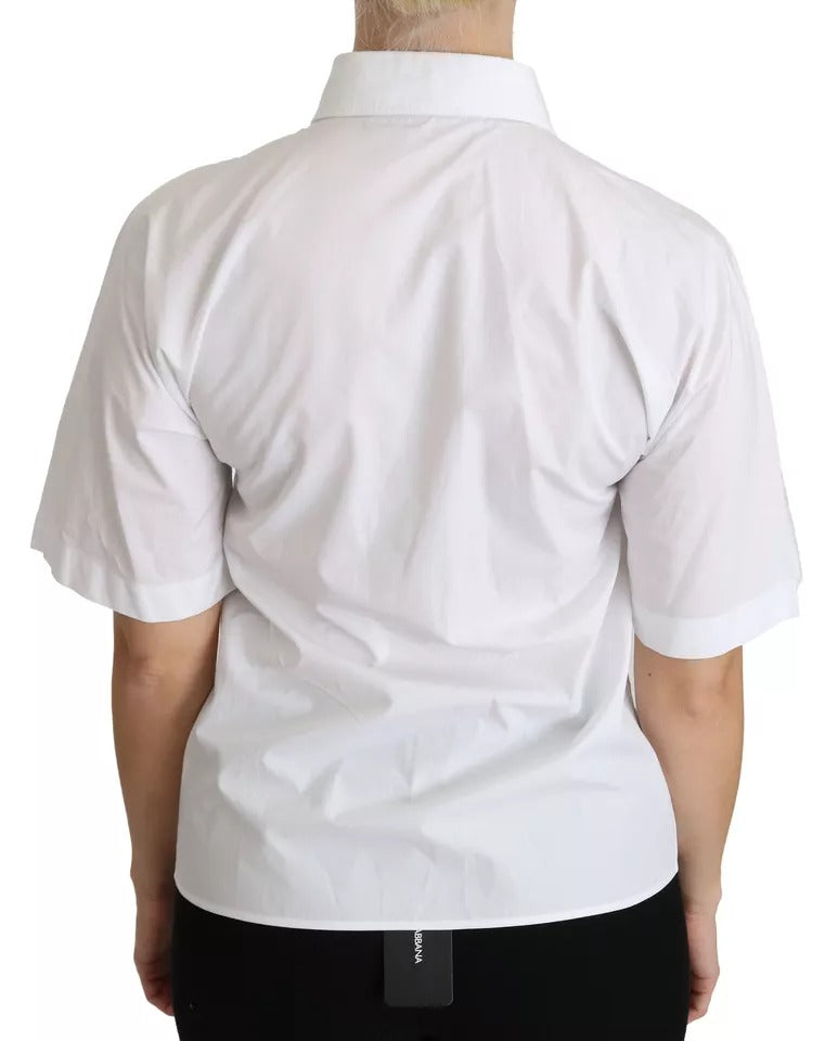 Dolce & Gabbana White Collared Short Sleeve Polo Shirt Top LUNESCAPE