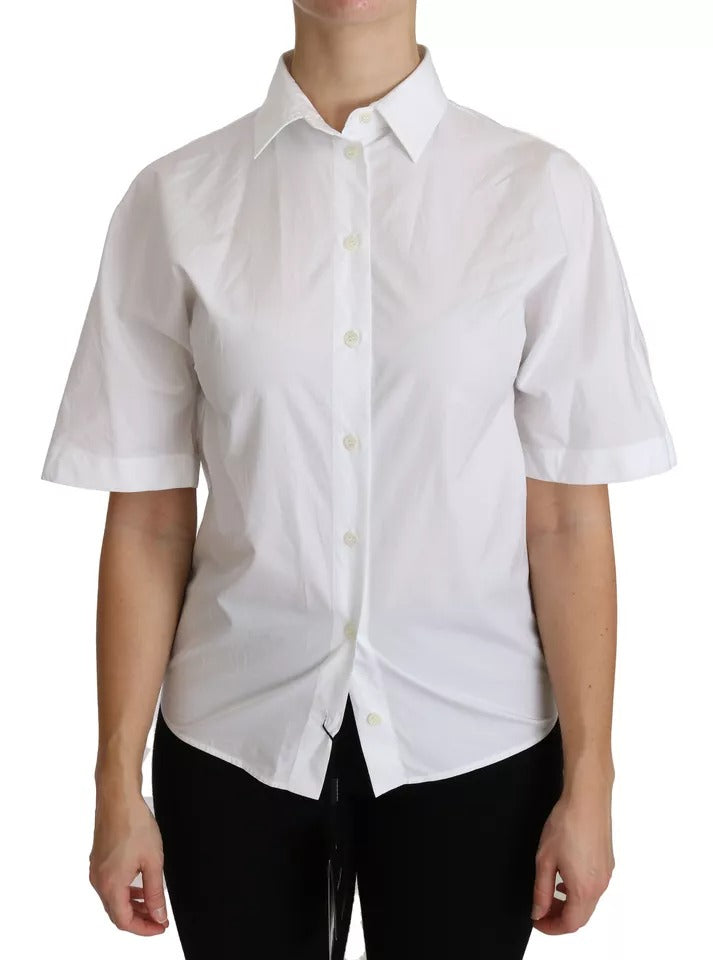 Dolce & Gabbana White Collared Short Sleeve Polo Shirt Top LUNESCAPE
