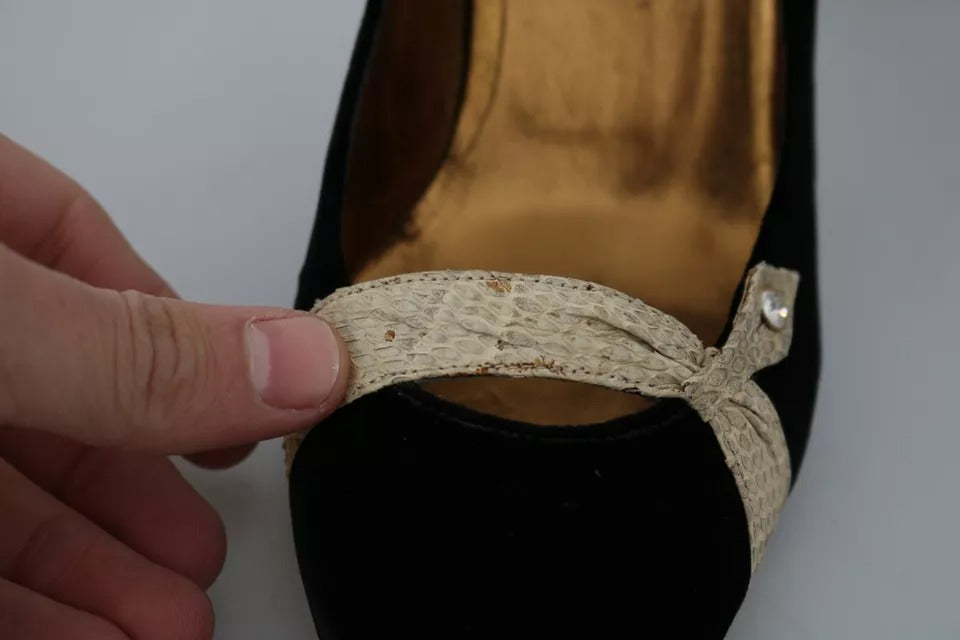 Dolce & Gabbana Black Velvet Ayers High Heels Pumps Shoes