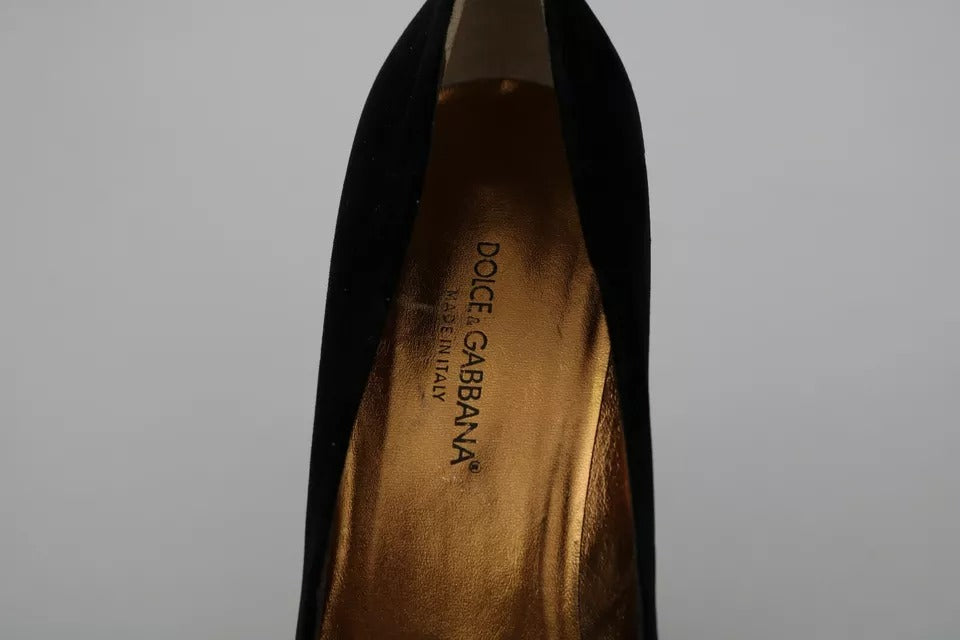 Dolce & Gabbana Black Velvet Ayers High Heels Pumps Shoes