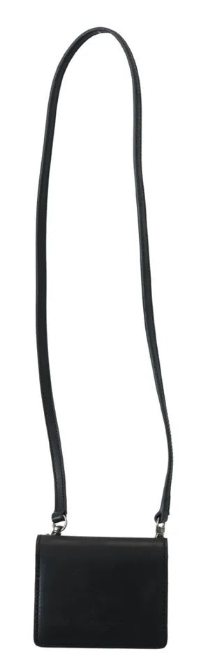 Dolce & Gabbana Black Leather Bifold Shoulder Sling Women Wallet LUNESCAPE