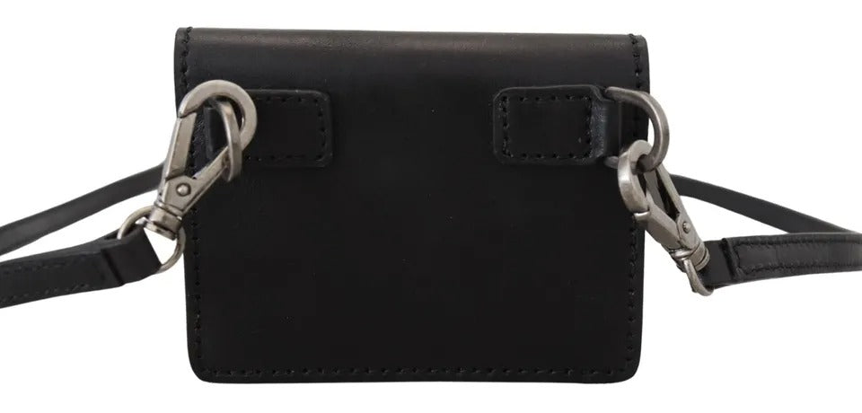 Dolce & Gabbana Black Leather Bifold Shoulder Sling Women Wallet LUNESCAPE