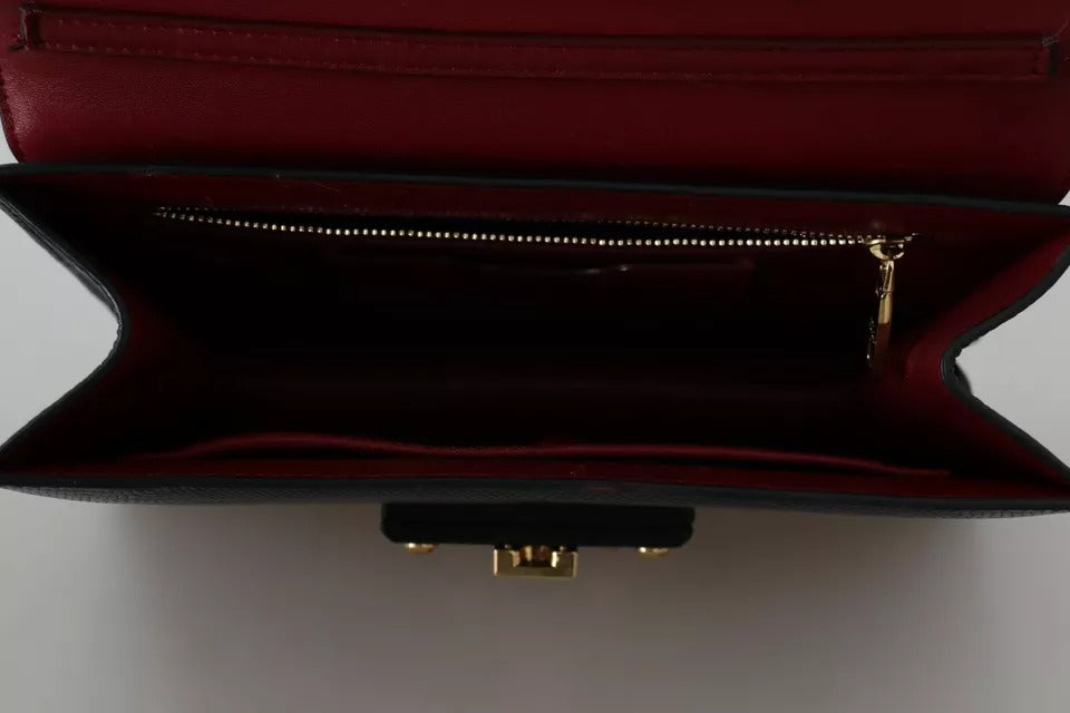 Dolce & Gabbana Black Leather Gold Metal Mini Women Purse Bag Lucia Wallet LUNESCAPE