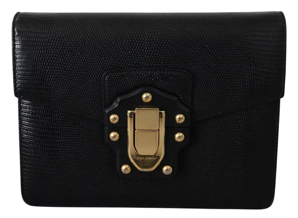 Dolce & Gabbana Black Leather Gold Metal Mini Women Purse Bag Lucia Wallet LUNESCAPE