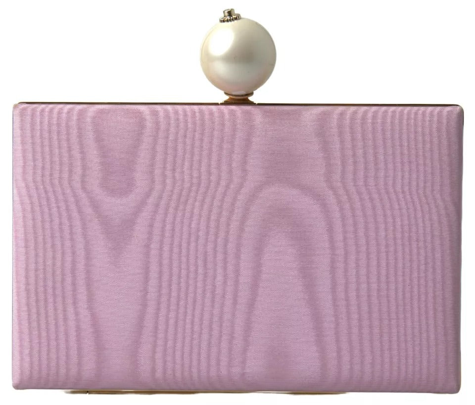 Dolce & Gabbana Pink Silk Gold Frame Clutch Evening Party Purse Bag LUNESCAPE