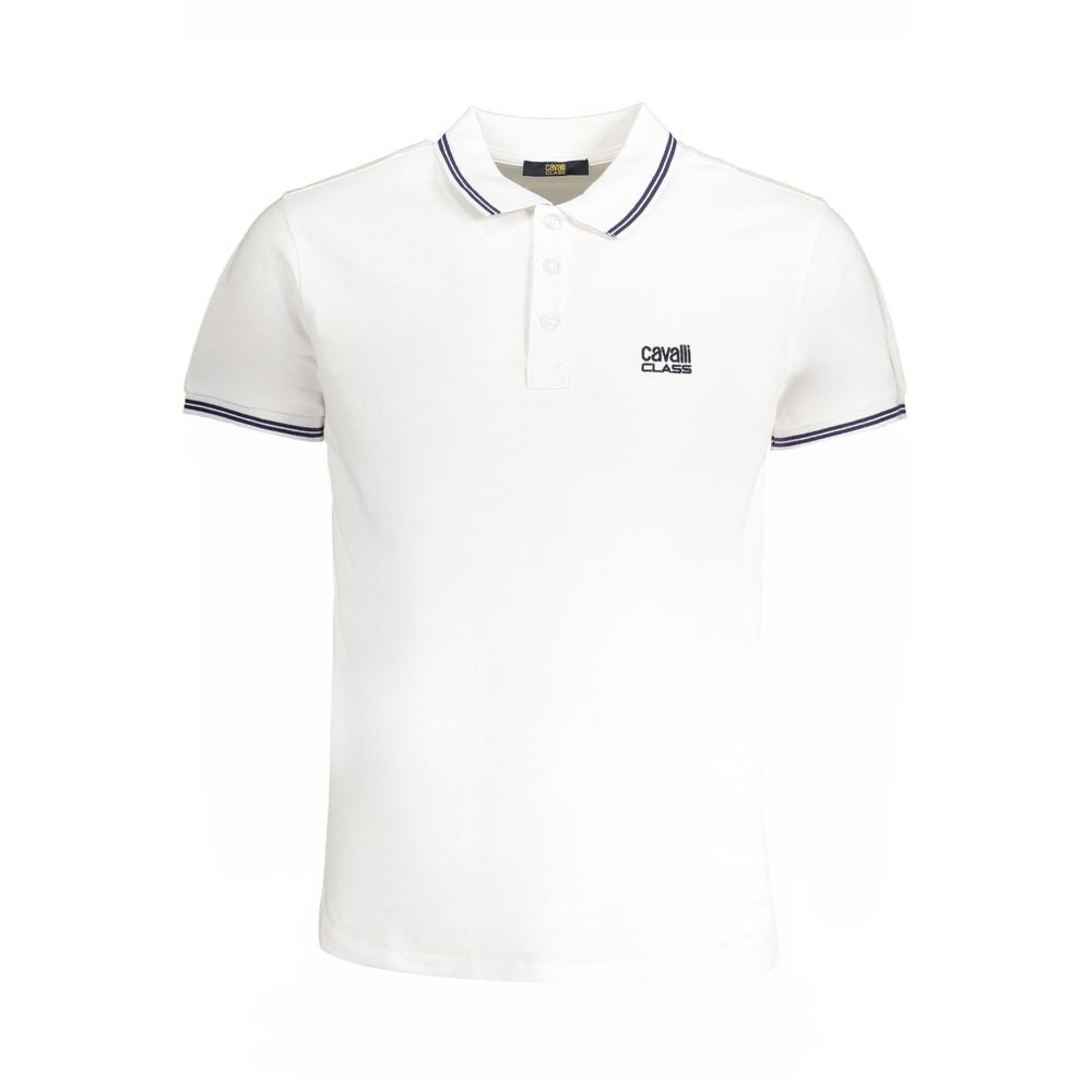 Cavalli Class White Cotton Polo Shirt LUNESCAPE