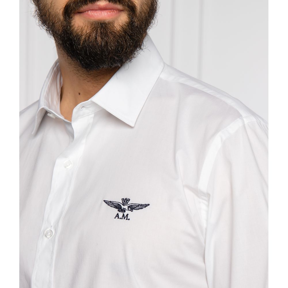 Aeronautica Militare White Cotton Men's Shirt LUNESCAPE