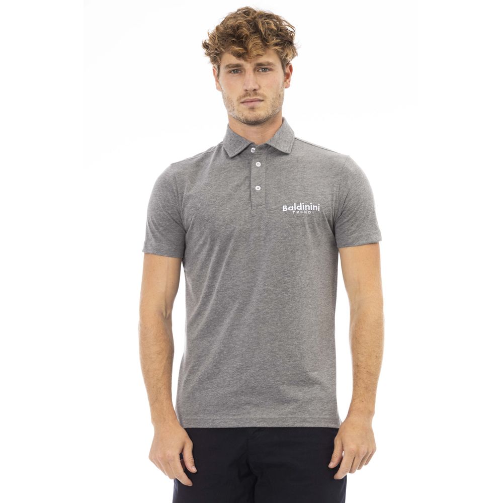 Baldinini Trend Gray Cotton Men Polo LUNESCAPE