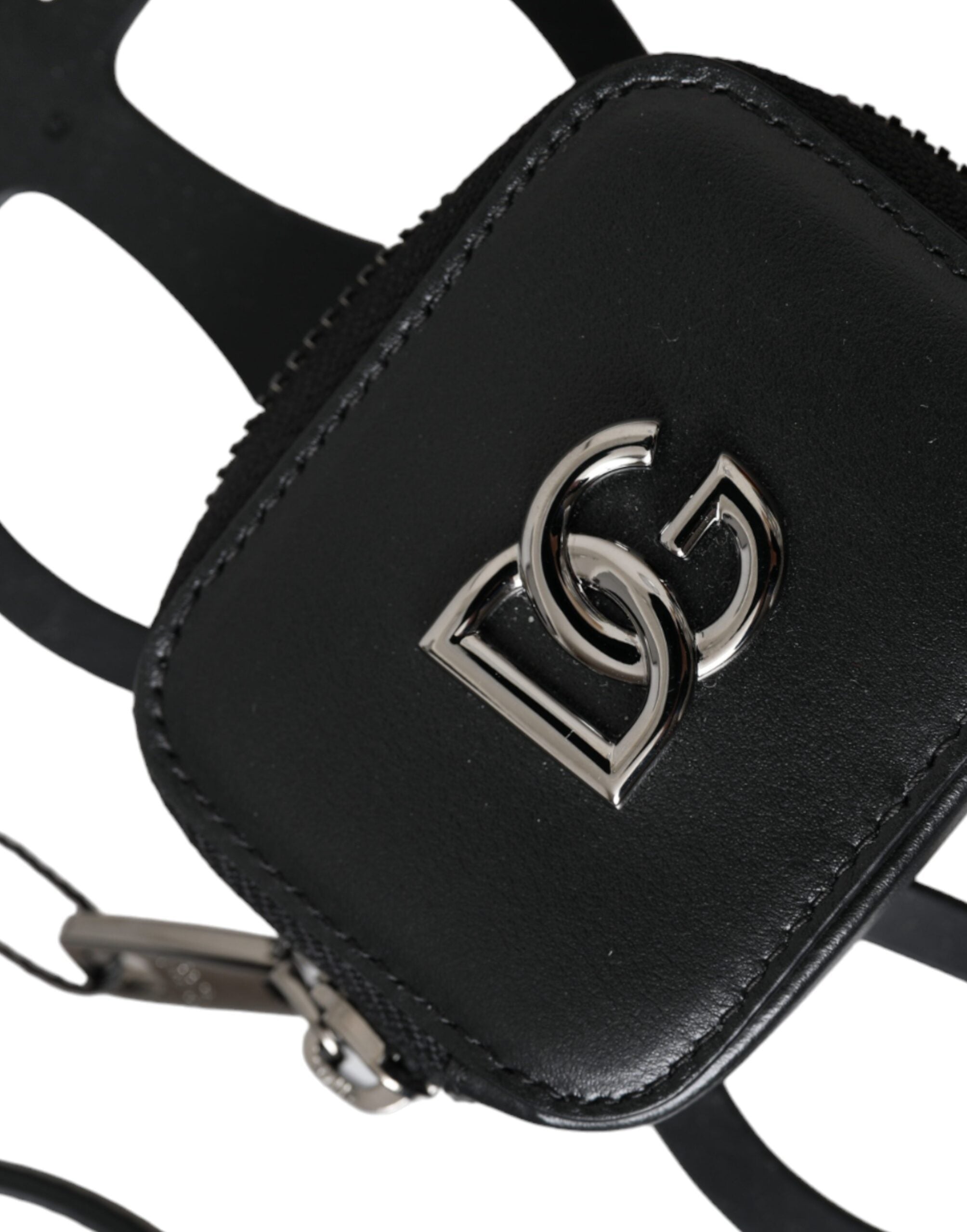 Dolce & Gabbana Black Calfskin Leather DG Logo Lanyard Wallet