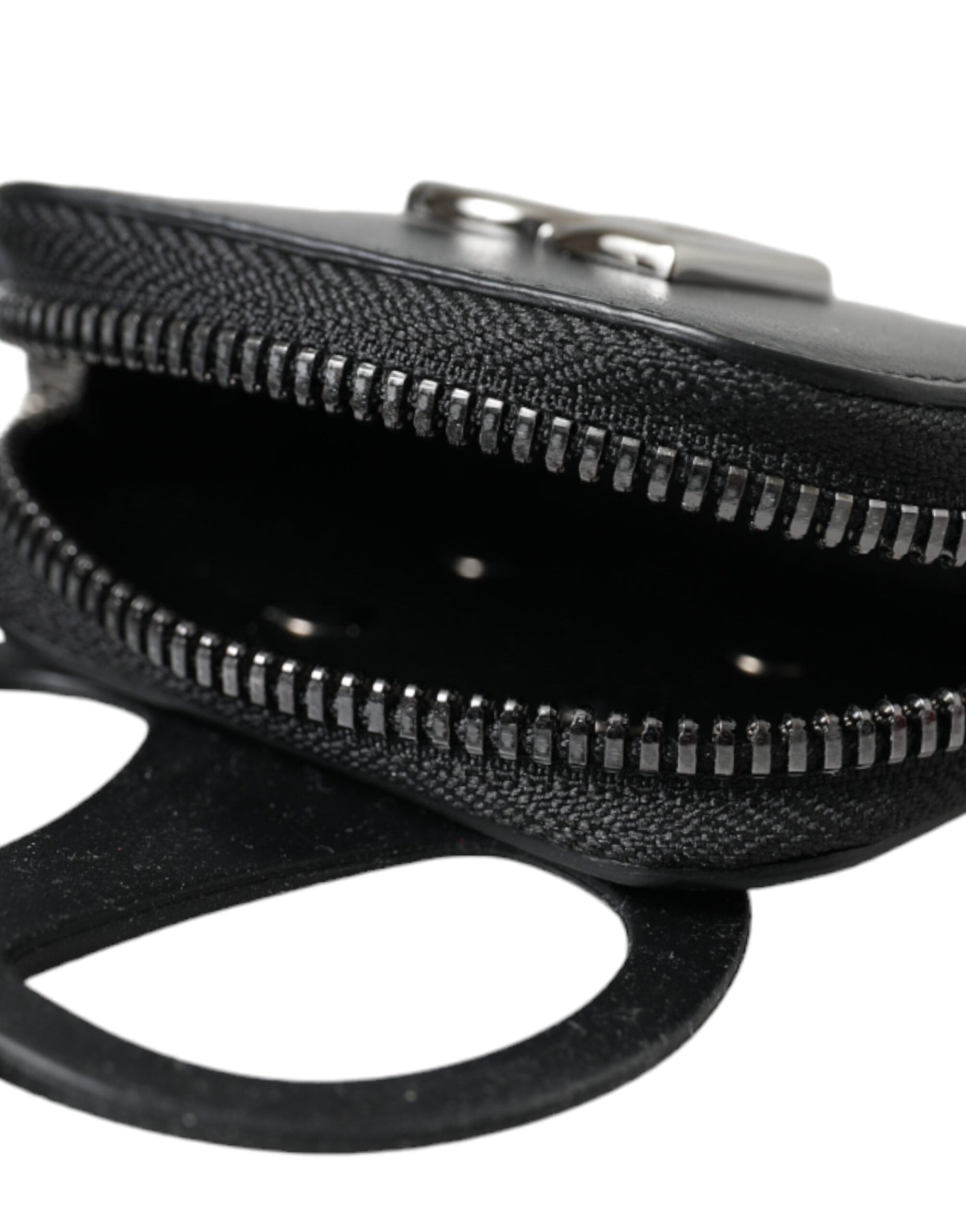 Dolce & Gabbana Black Calfskin Leather DG Logo Lanyard Wallet