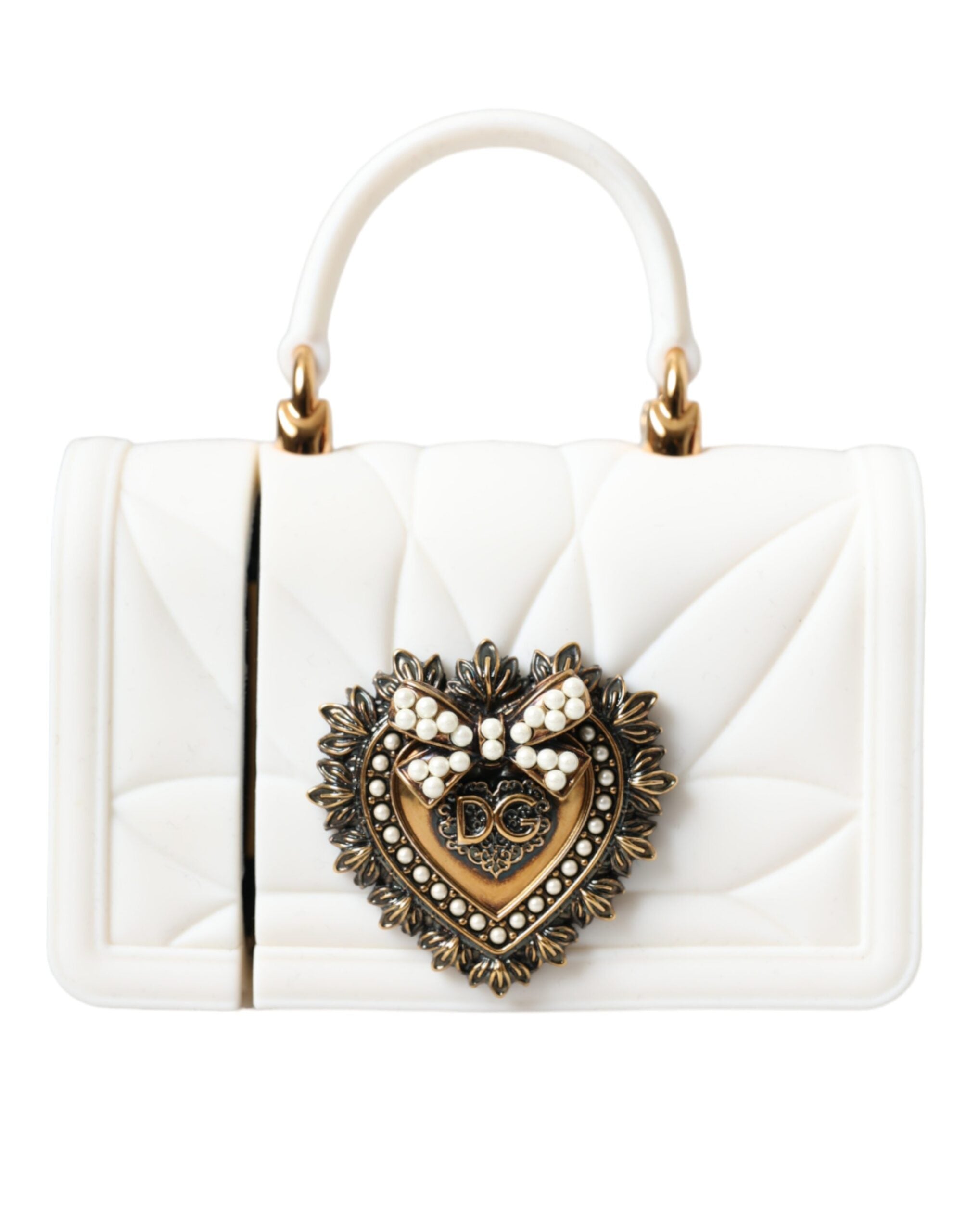 Dolce & Gabbana White Silicone Devotion Heart Cover Hand Bag Airpod Case LUNESCAPE