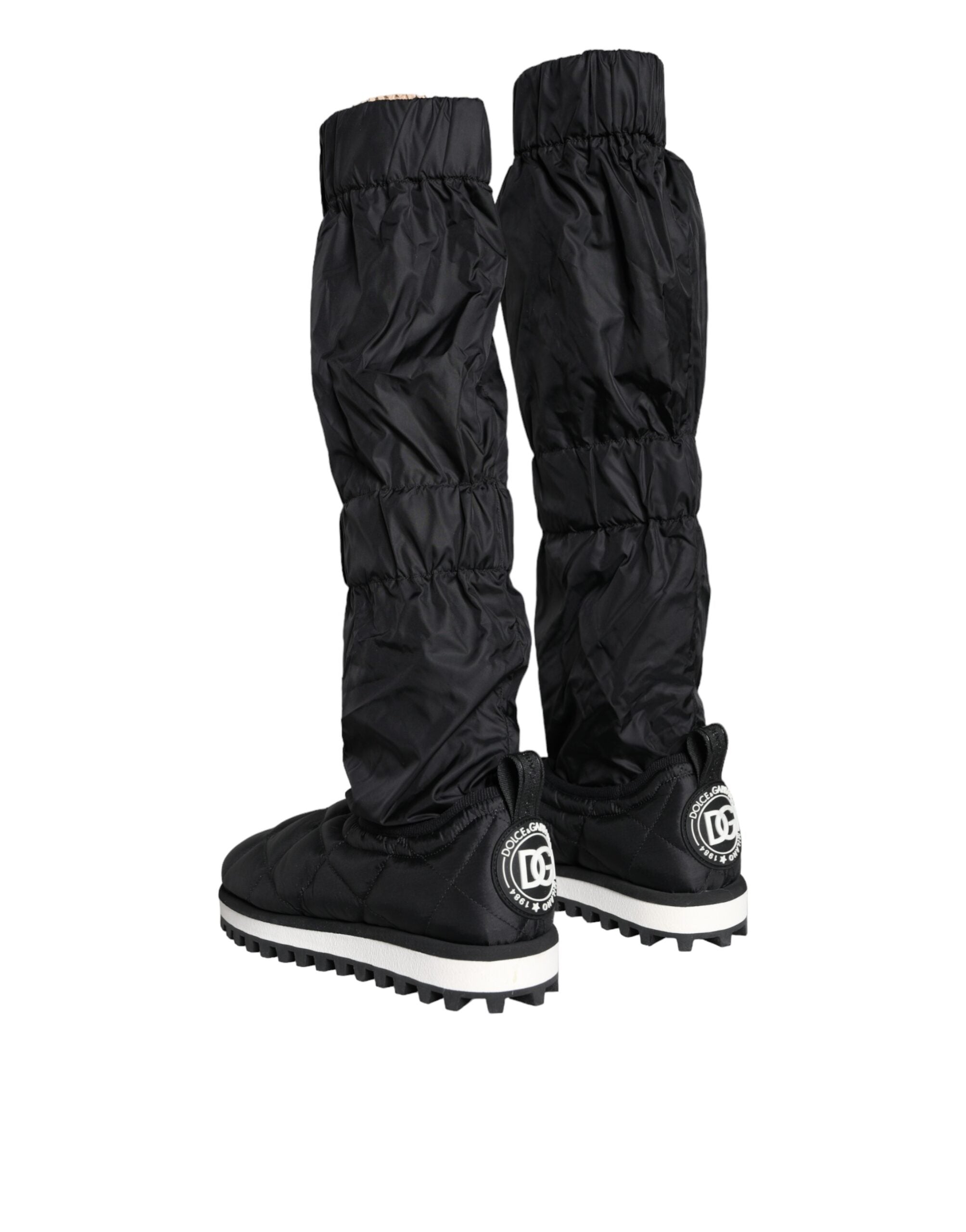 Dolce & Gabbana Black Quilted Knee High Winter Boots