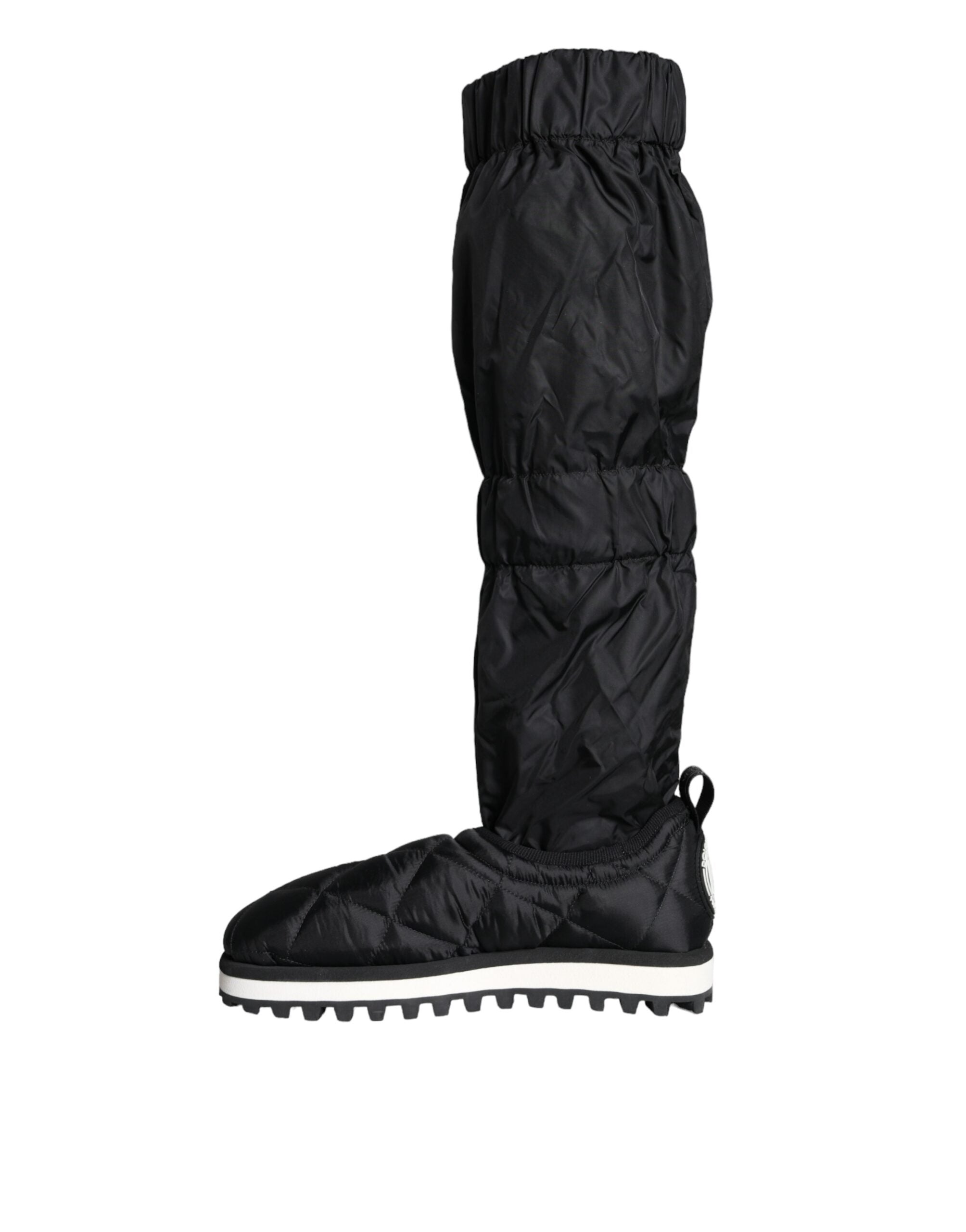 Dolce & Gabbana Black Quilted Knee High Winter Boots