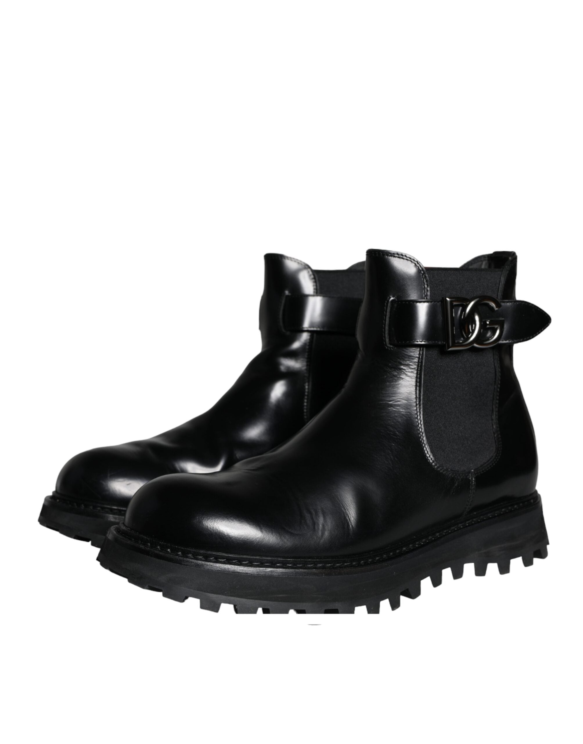 Dolce & Gabbana Black Belted DG Logo Men Chelsea Boots Shoes LUNESCAPE