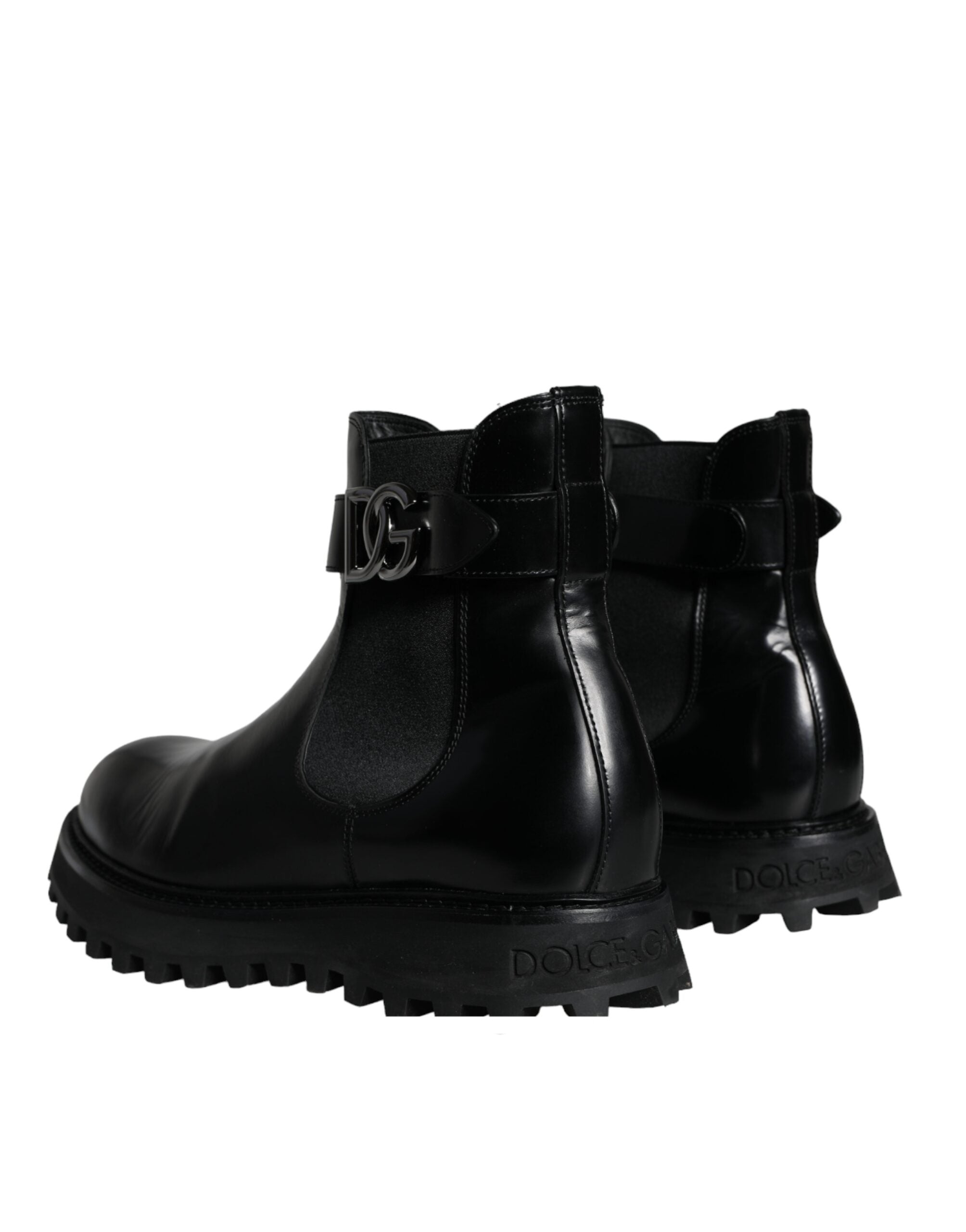 Dolce & Gabbana Black Belted DG Logo Men Chelsea Boots Shoes LUNESCAPE