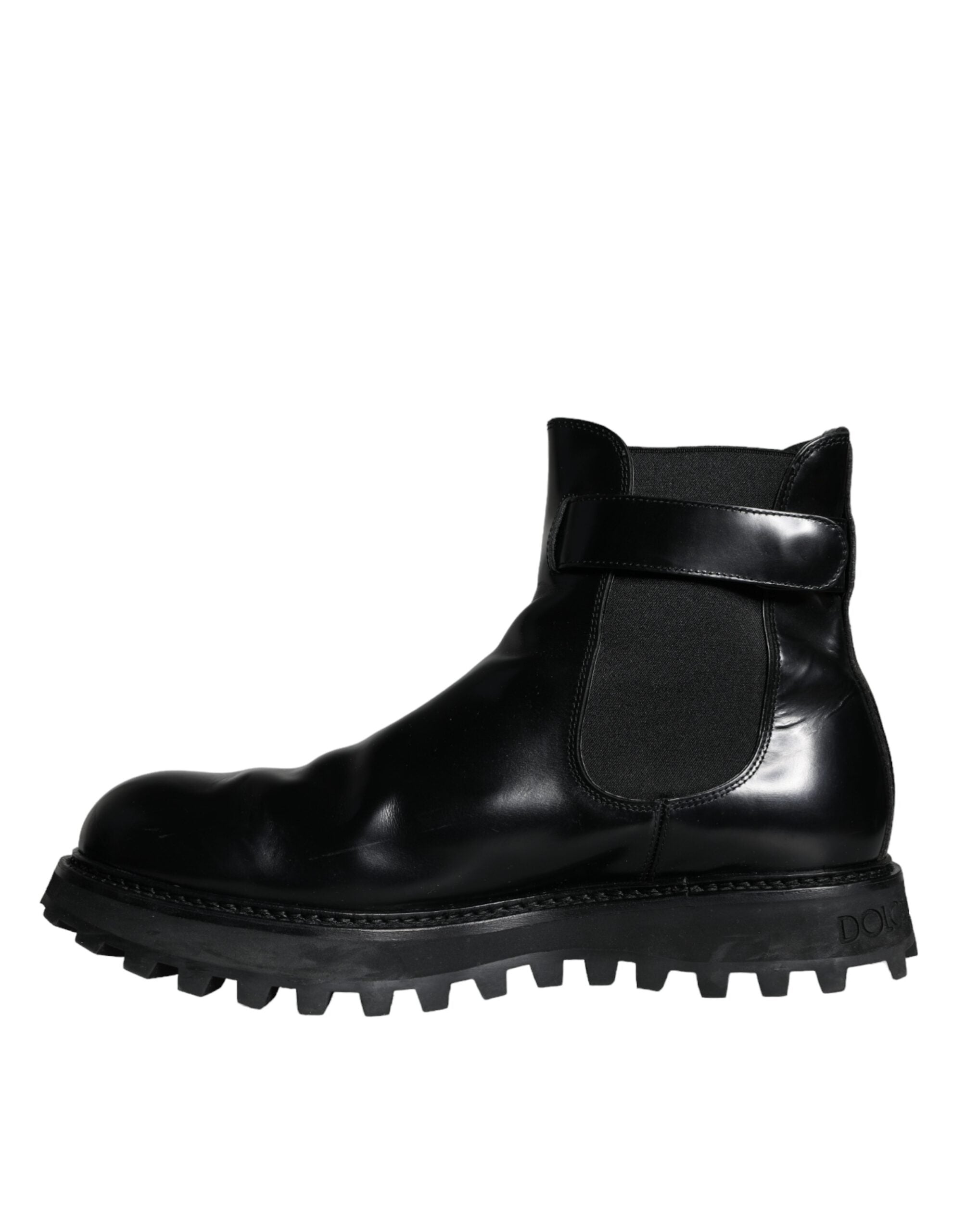Dolce & Gabbana Black Belted DG Logo Men Chelsea Boots Shoes LUNESCAPE