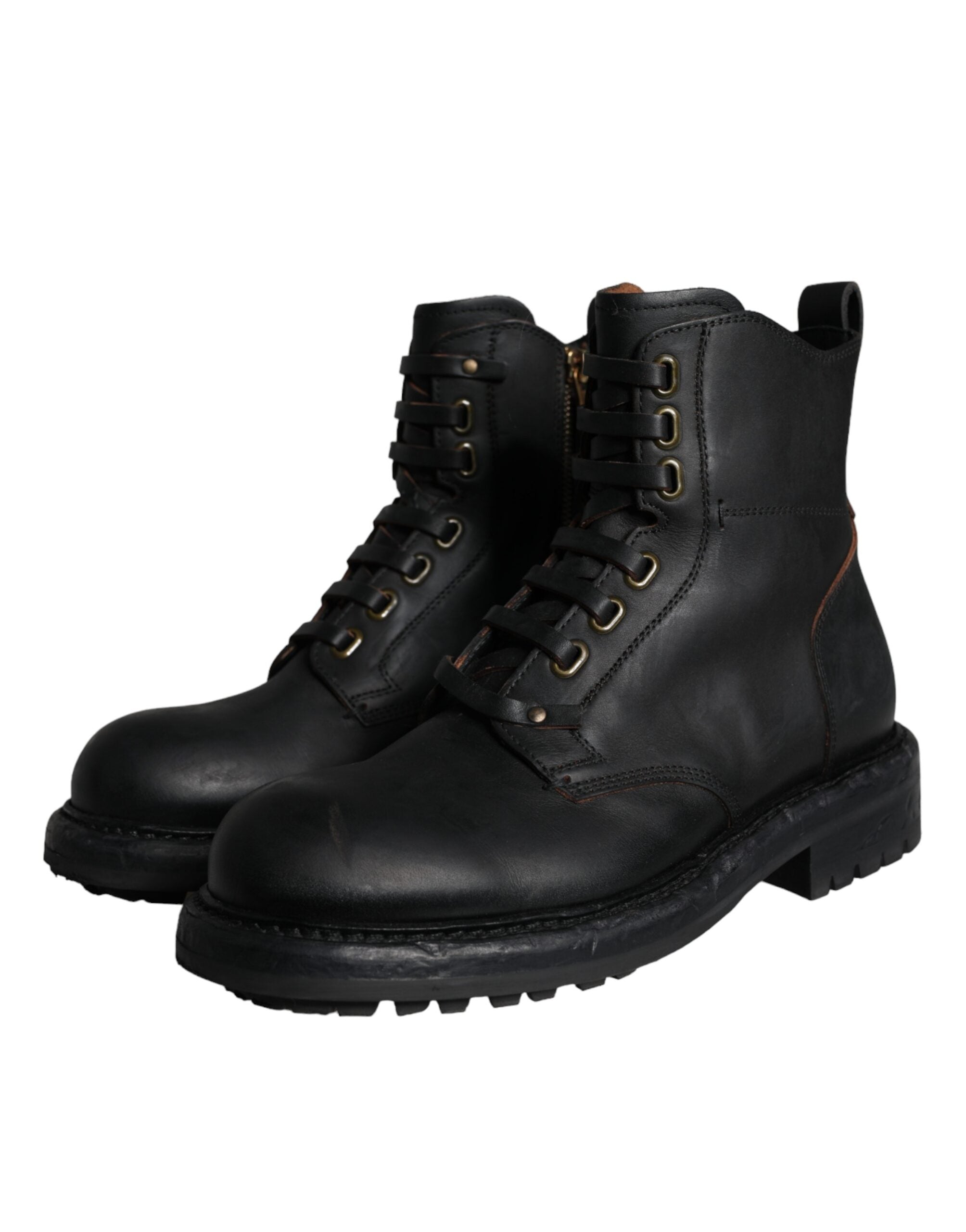 Dolce & Gabbana Black Lace Up Mid Calf Boots Men Shoes LUNESCAPE