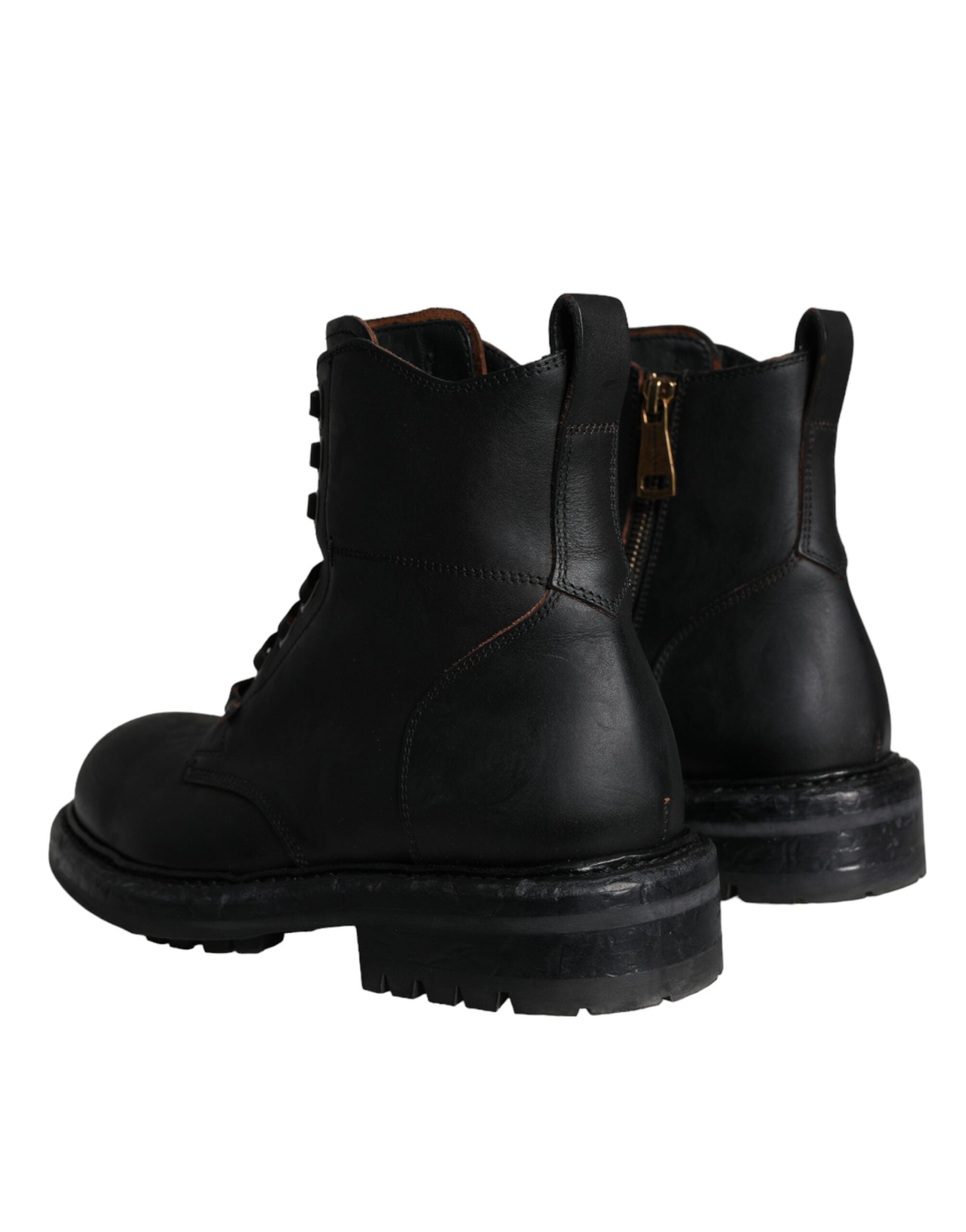 Dolce & Gabbana Black Lace Up Mid Calf Boots Men Shoes LUNESCAPE