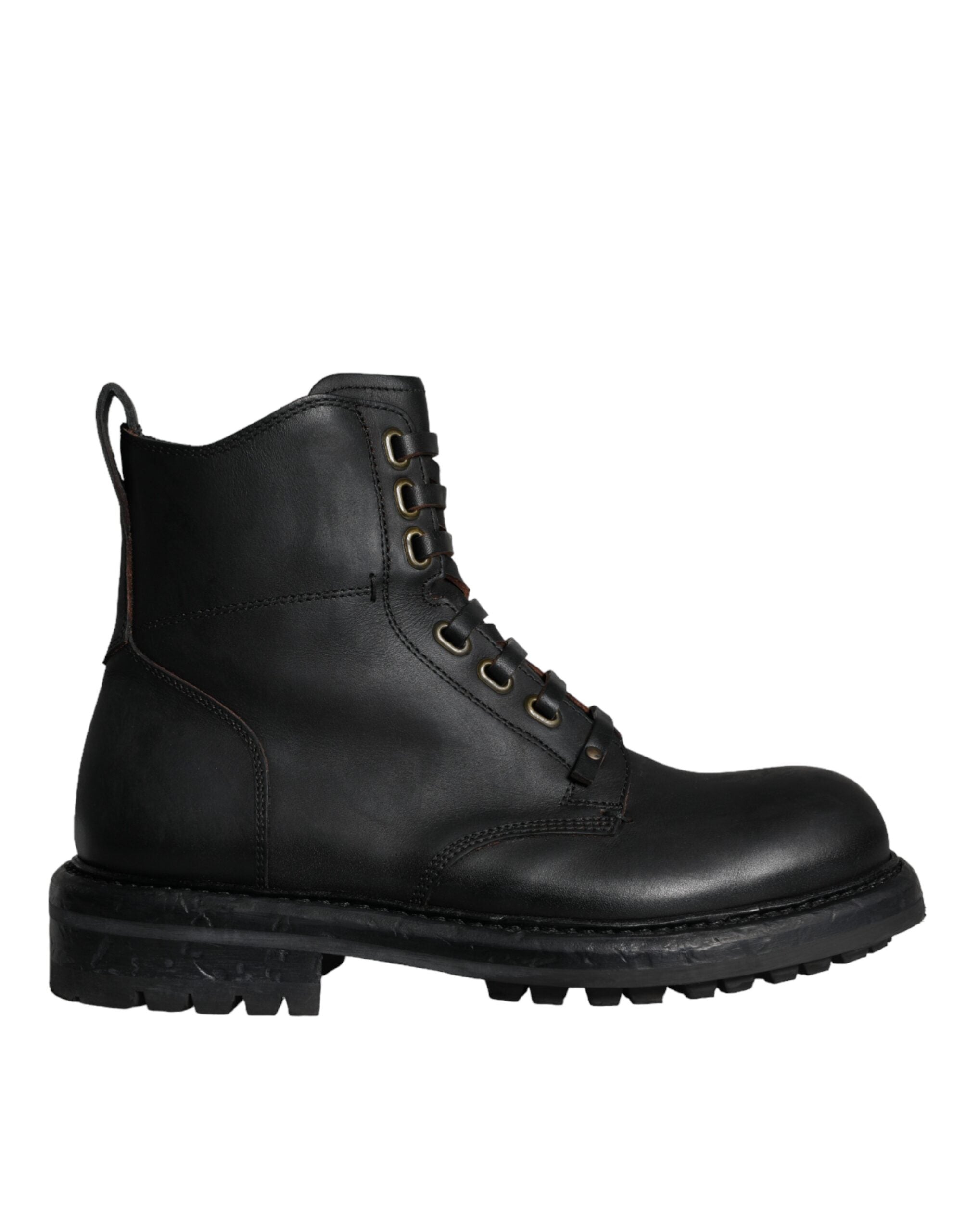 Dolce & Gabbana Black Lace Up Mid Calf Boots Men Shoes LUNESCAPE