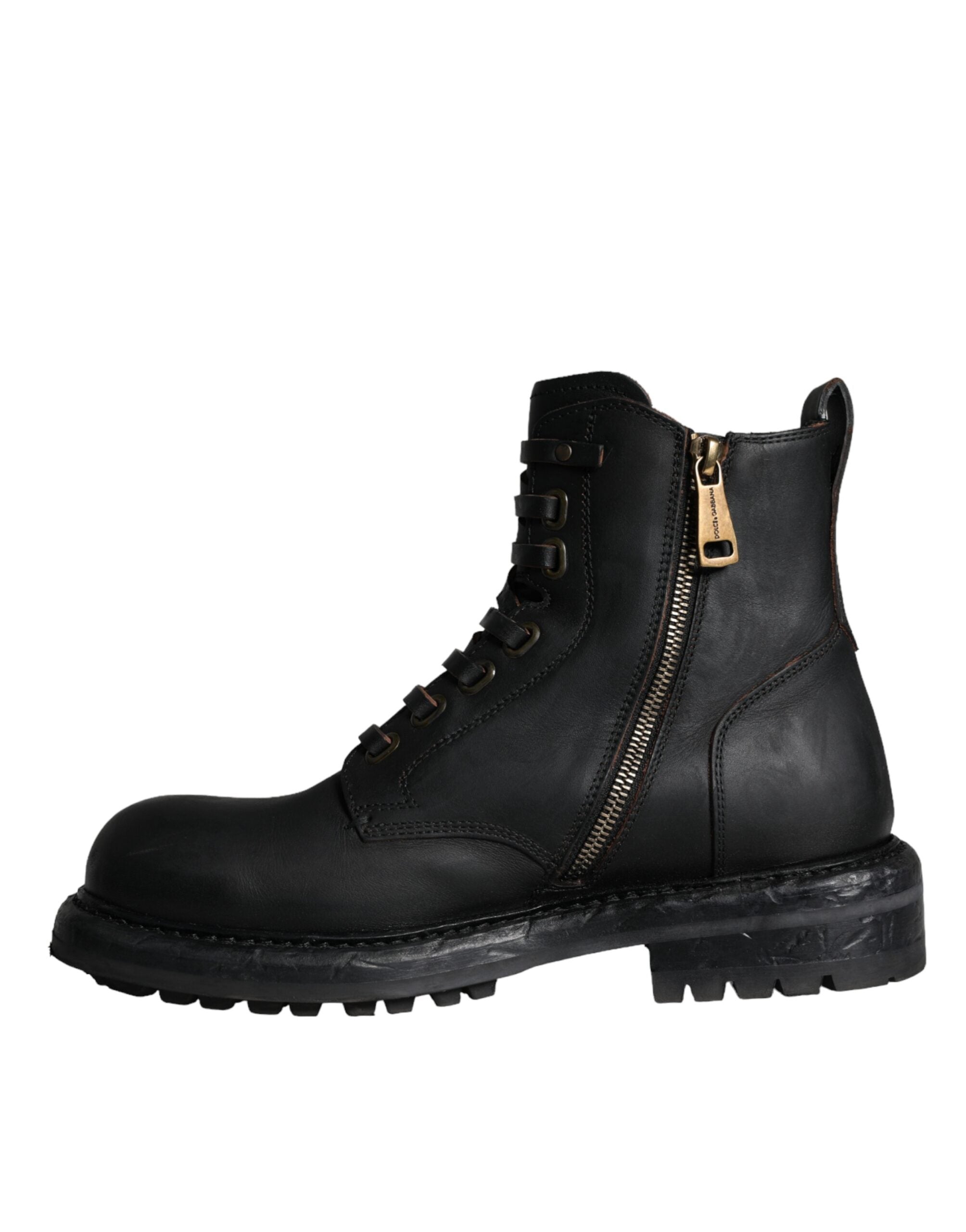 Dolce & Gabbana Black Lace Up Mid Calf Boots Men Shoes LUNESCAPE