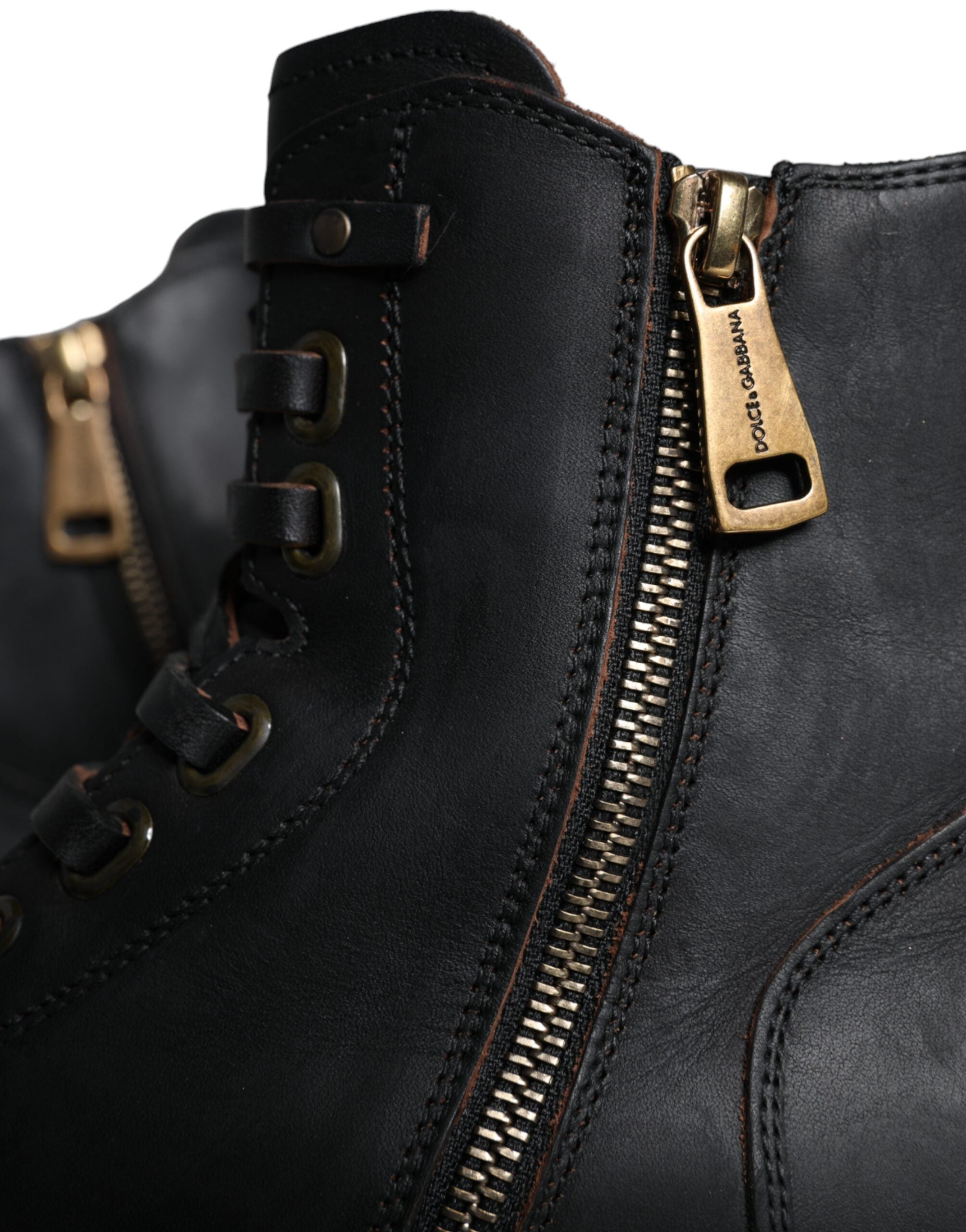 Dolce & Gabbana Black Lace Up Mid Calf Boots Men Shoes LUNESCAPE