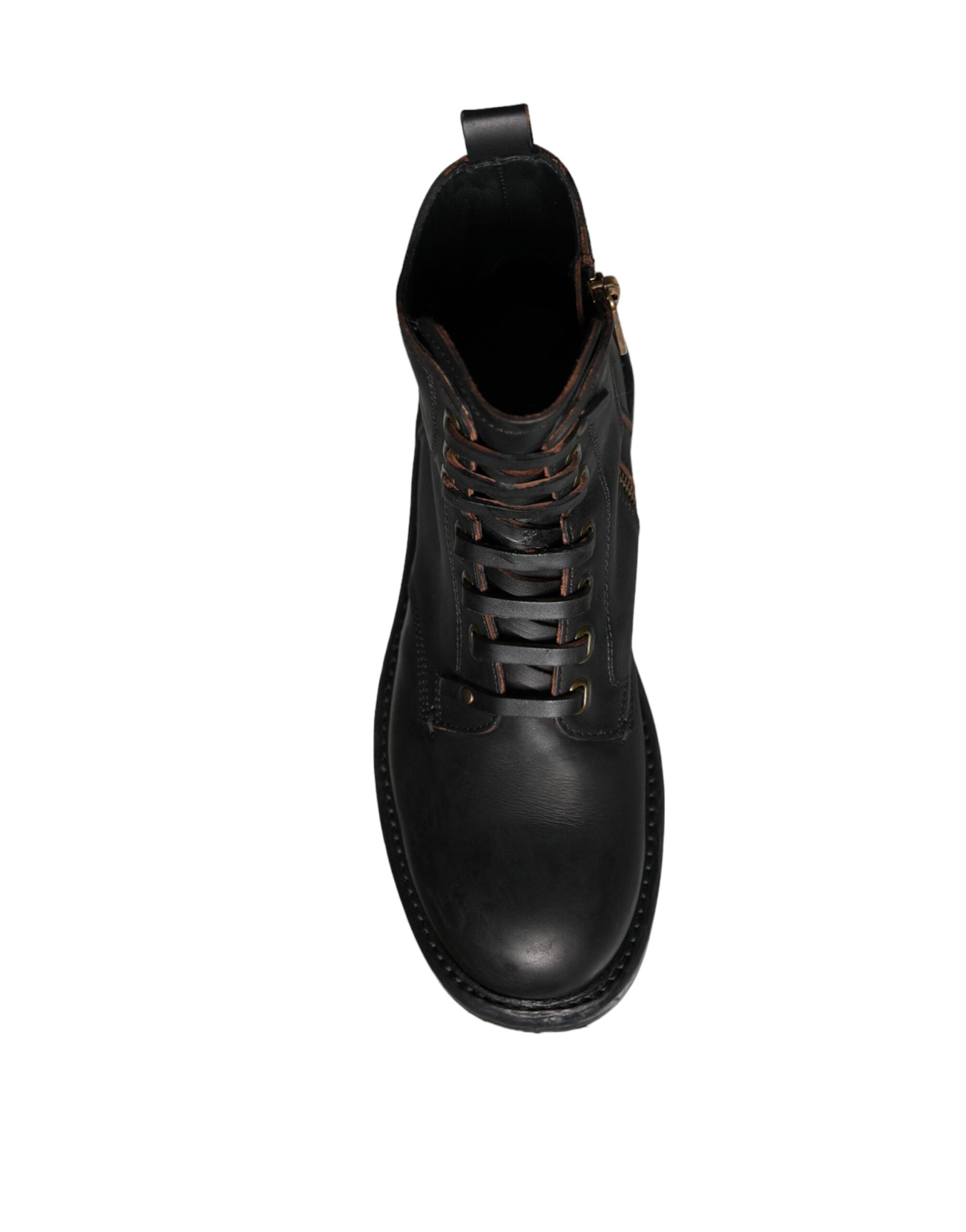 Dolce & Gabbana Black Lace Up Mid Calf Boots Men Shoes LUNESCAPE