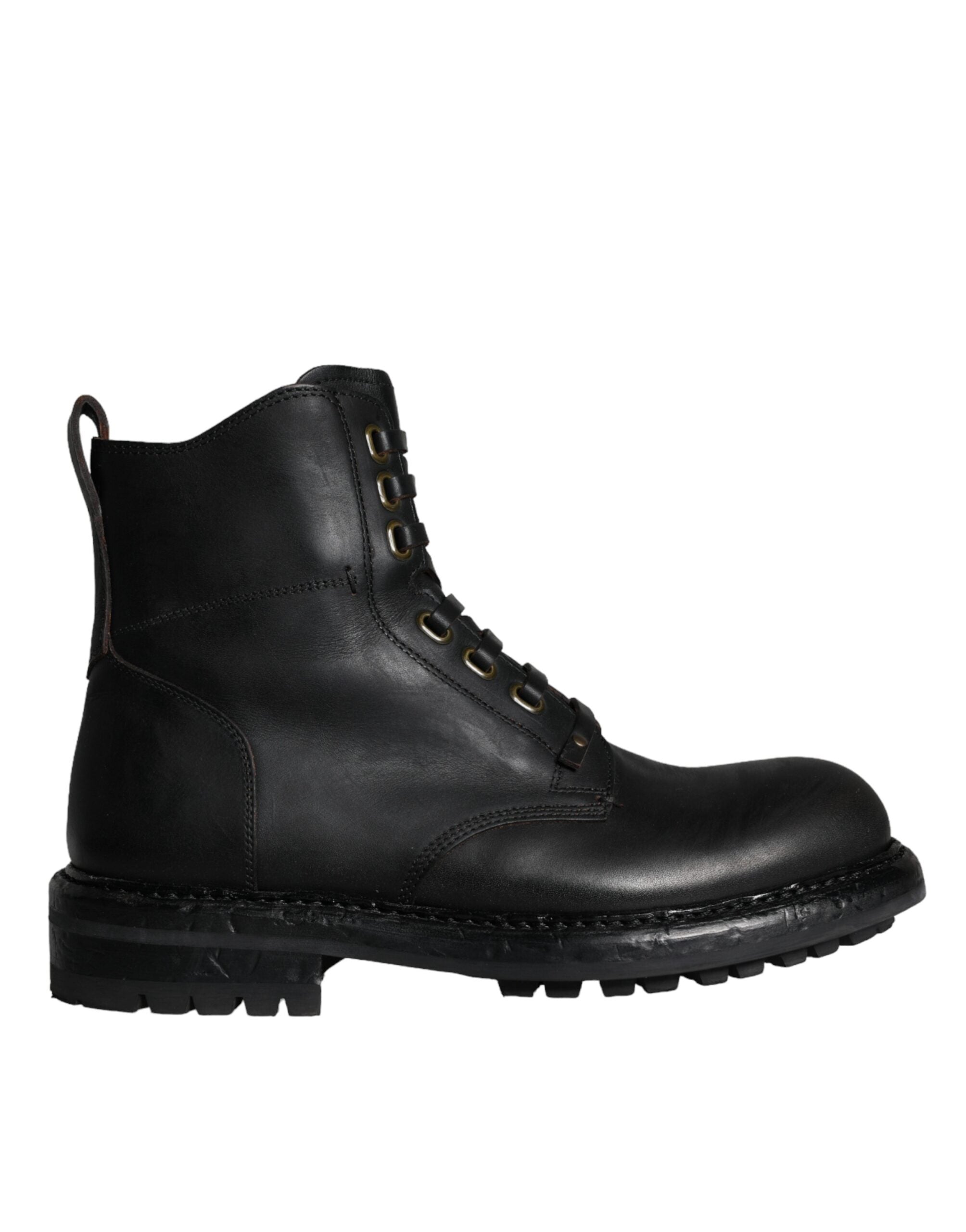 Dolce & Gabbana Black Lace Up Mid Calf Boots Men Shoes LUNESCAPE