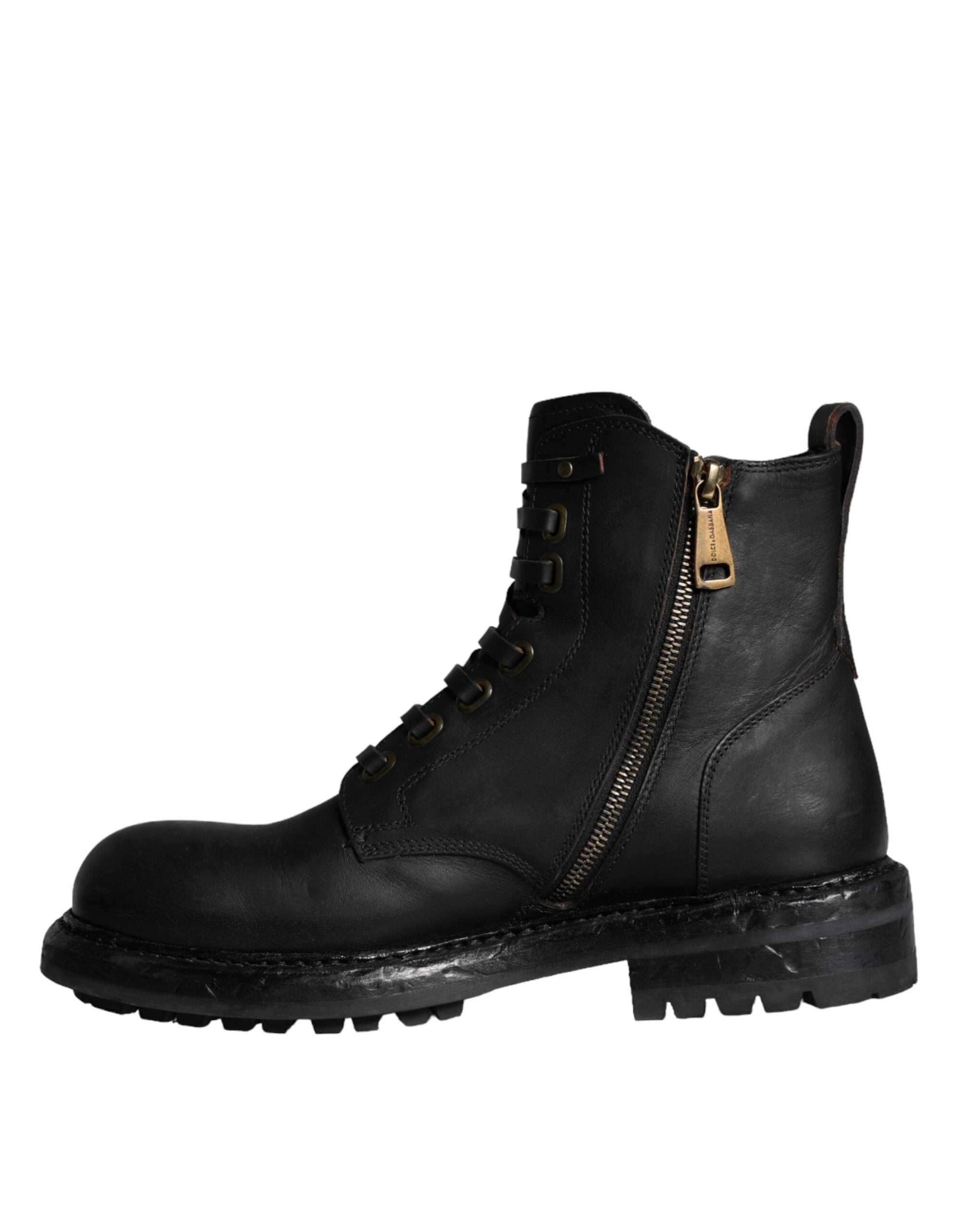 Dolce & Gabbana Black Lace Up Mid Calf Boots Men Shoes LUNESCAPE