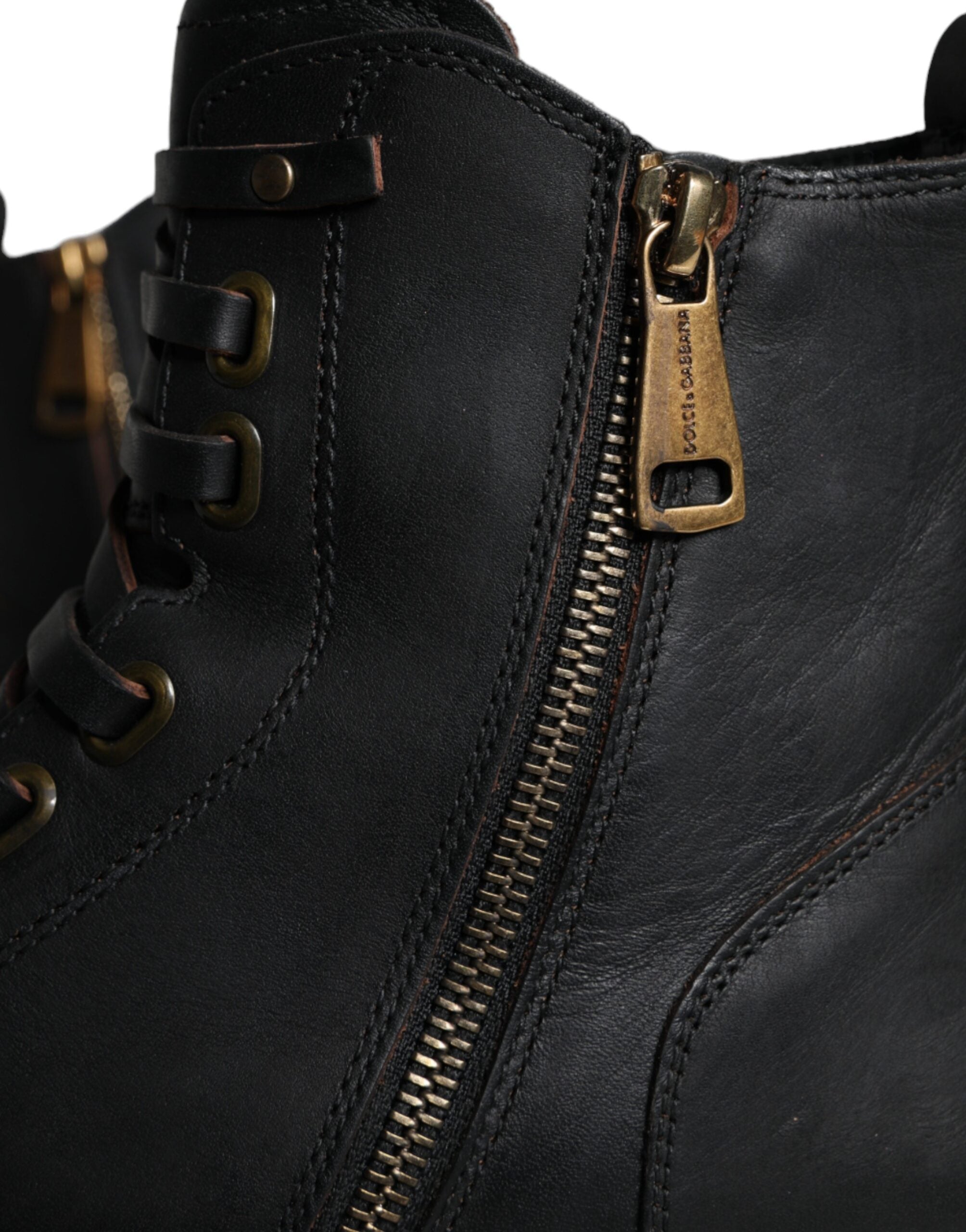 Dolce & Gabbana Black Lace Up Mid Calf Boots Men Shoes LUNESCAPE